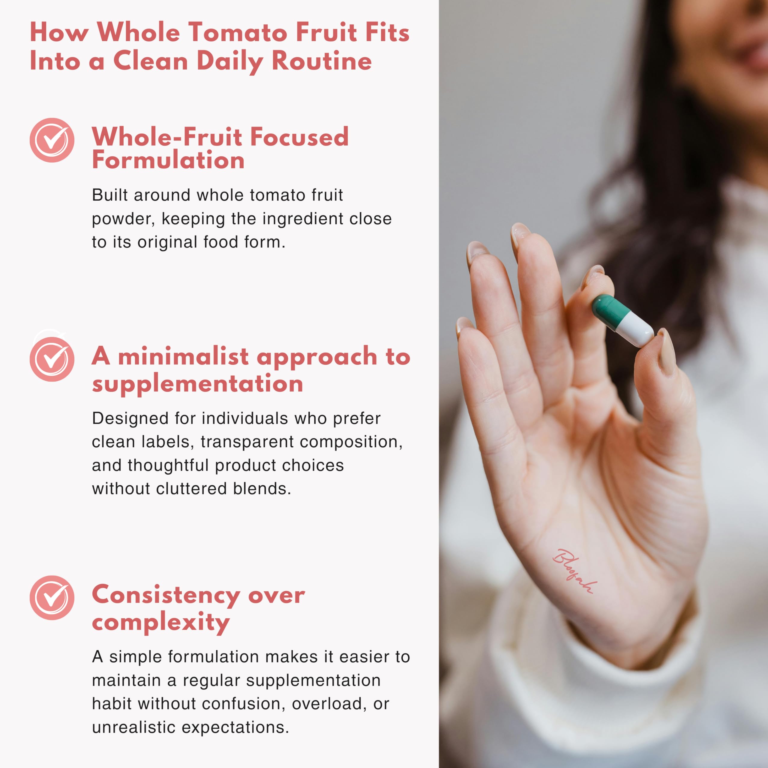 Bloofah Lycopene Supplement 500mg capsules with tomatoes