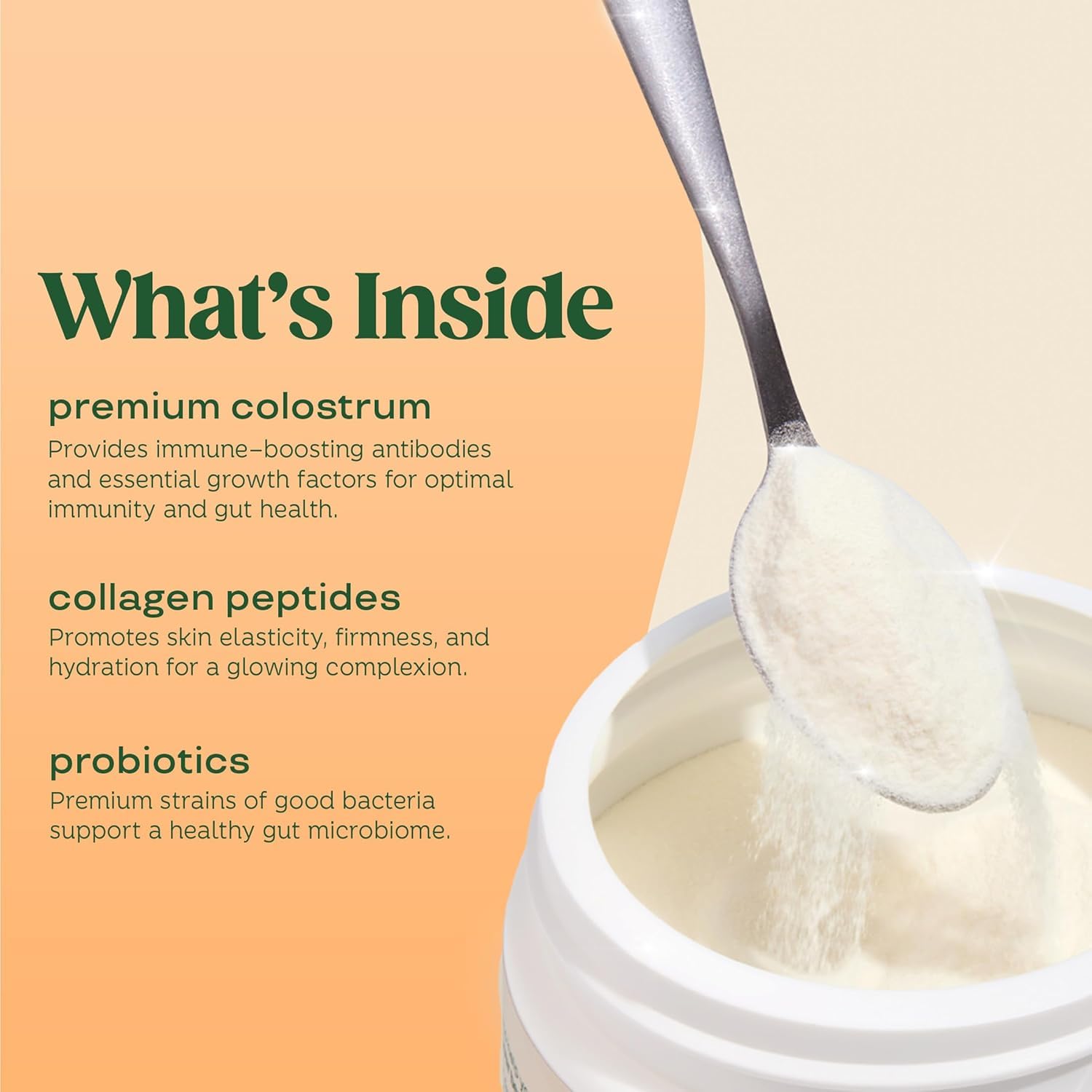 Bloom Nutrition Colostrum & Probiotics 120g ingredients close-up
