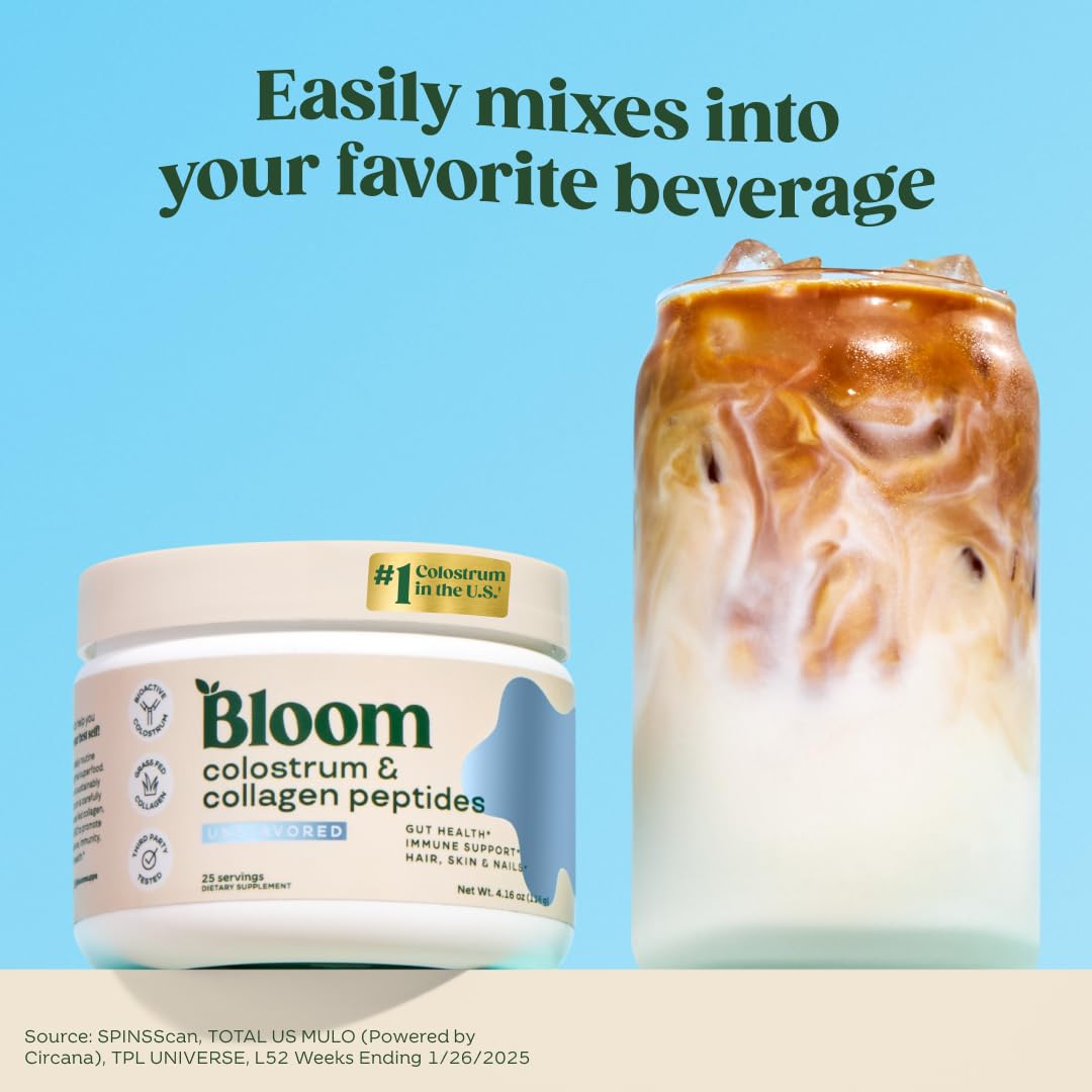 Bloom Nutrition Colostrum & Probiotics with B12 120g packaging
