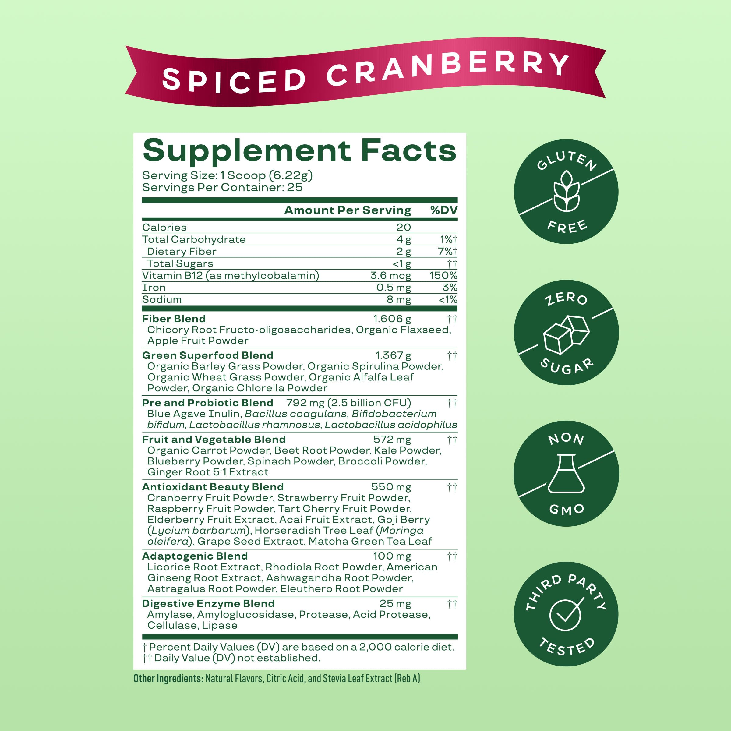 Bloom Nutrition Greens & Superfoods Powder ingredients list