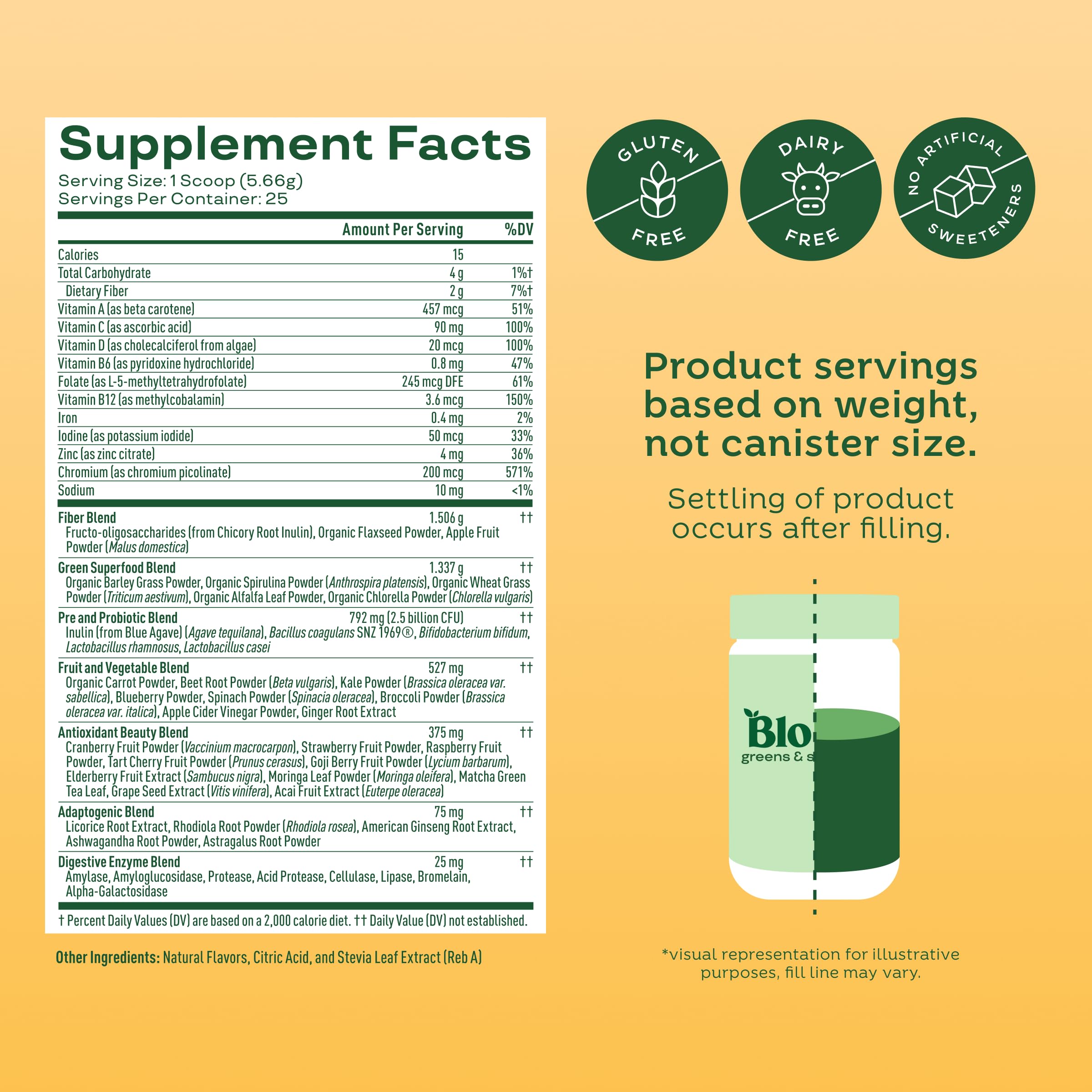 Bloom Nutrition Greens & Superfoods Powder mixed in a smoothie