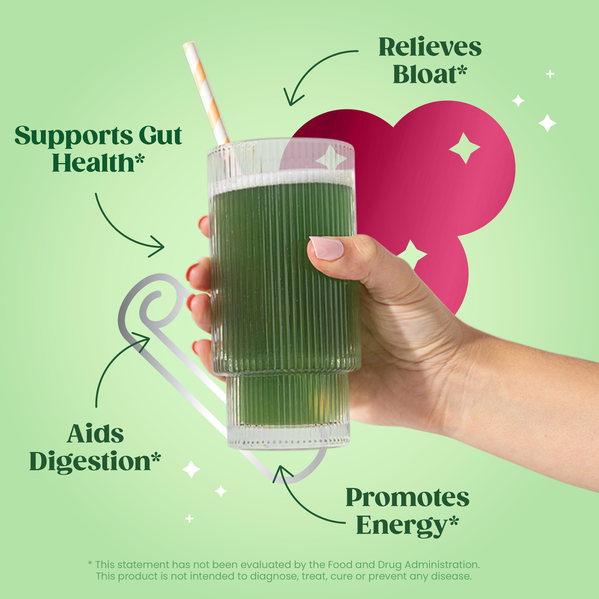 Bloom Nutrition Greens & Superfoods Powder mixed in a smoothie