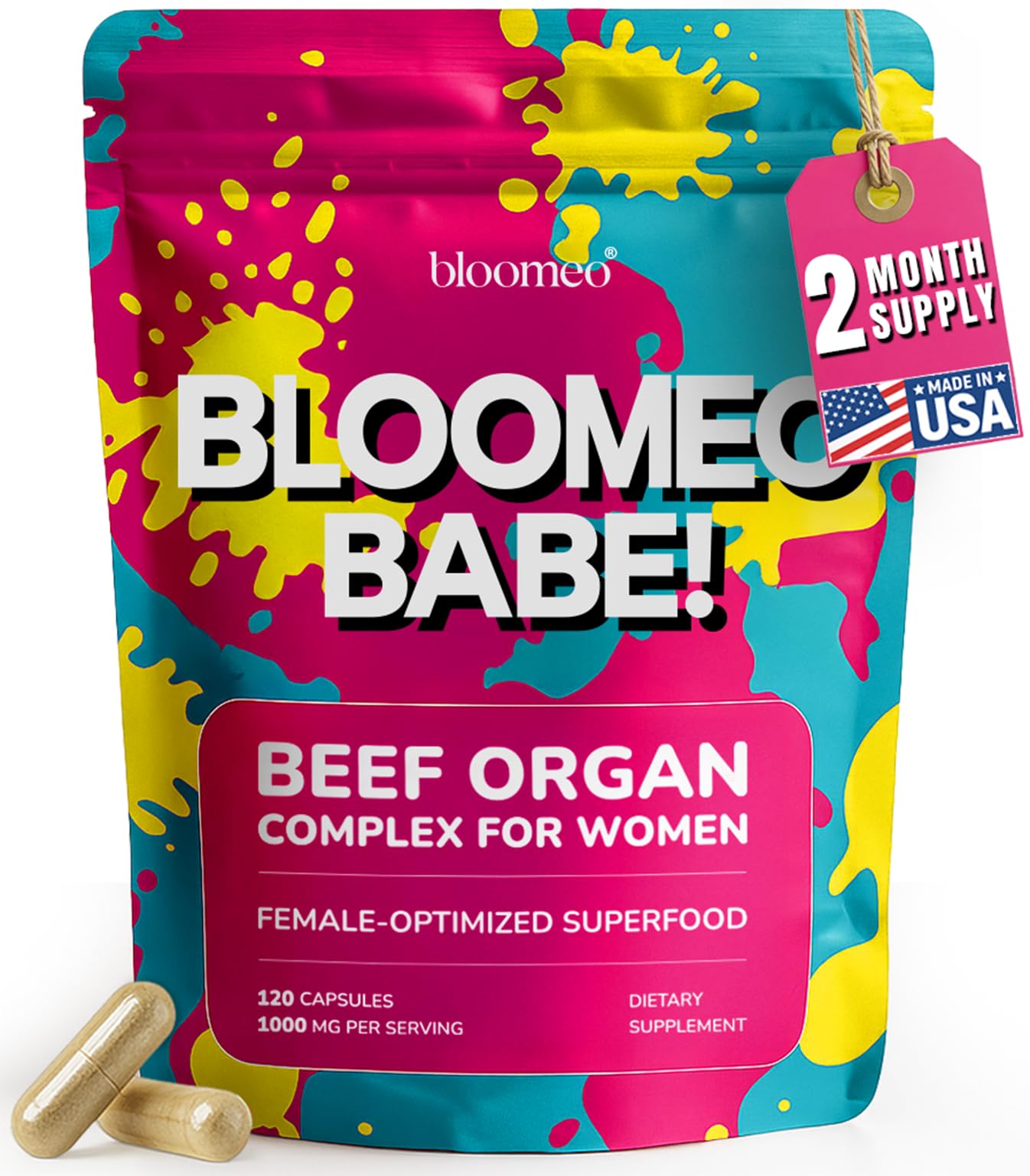 Bloomeo Women's Balance Beef Organ Supplement bottle front view