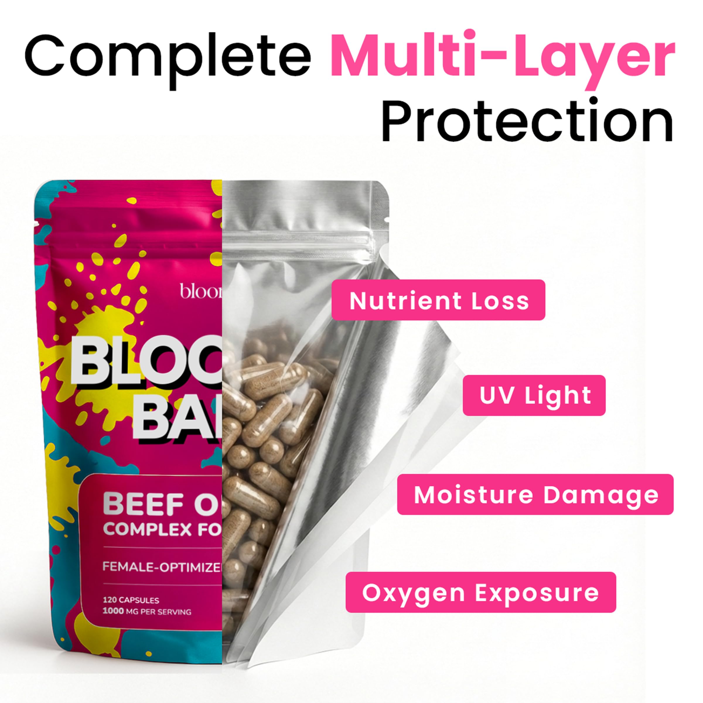 Bloomeo Women's Balance Beef Organ Supplement bottle top view