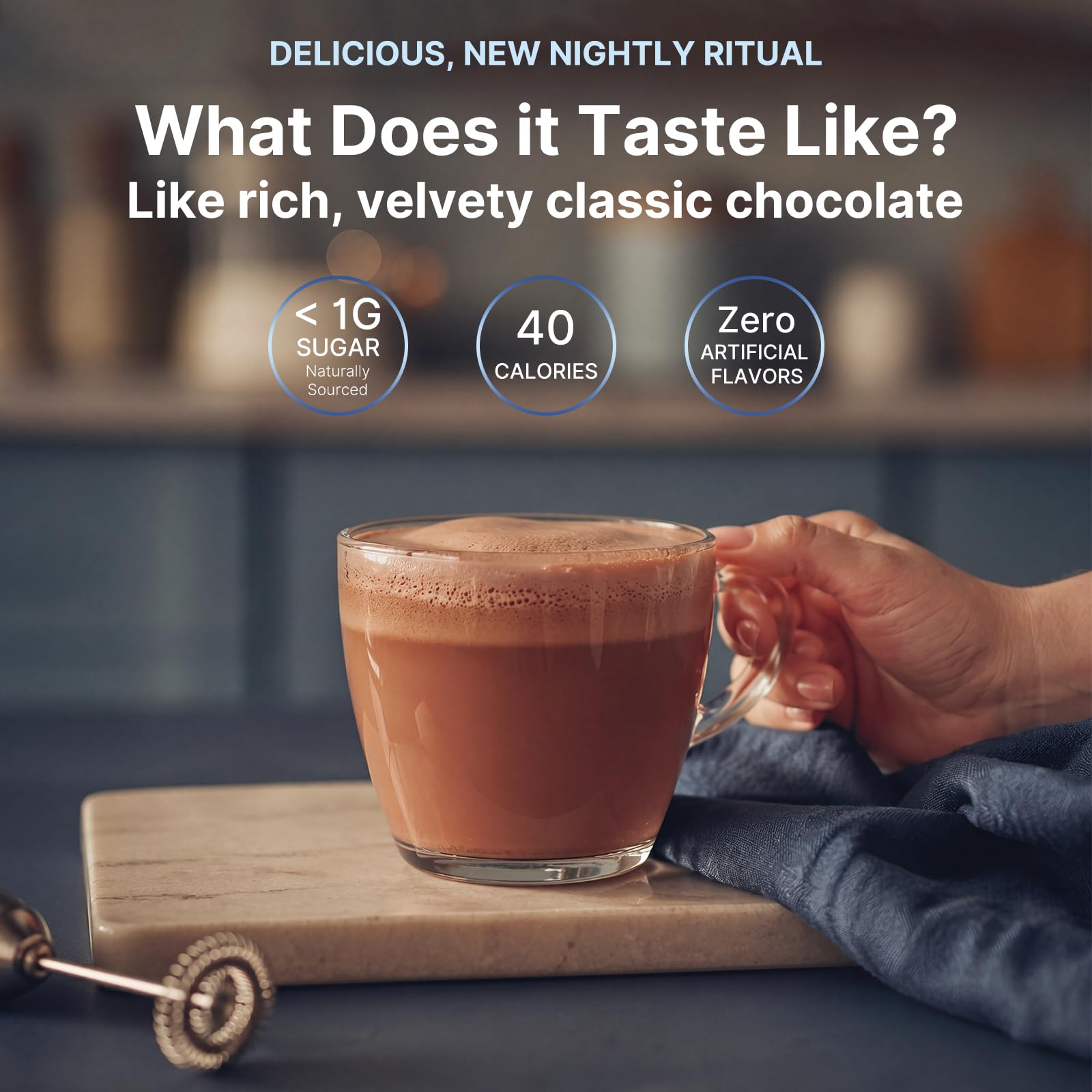 BloomRenew Mushroom Hot Cocoa box side view with nutritional information