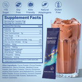 BloomRenew Mushroom Hot Cocoa with milk and ice in a glass