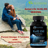 Blossom Nature Antarctic Krill Oil Softgels opened bottle with softgels