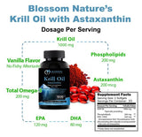 Blossom Nature Antarctic Krill Oil Softgels with vanilla flavour label
