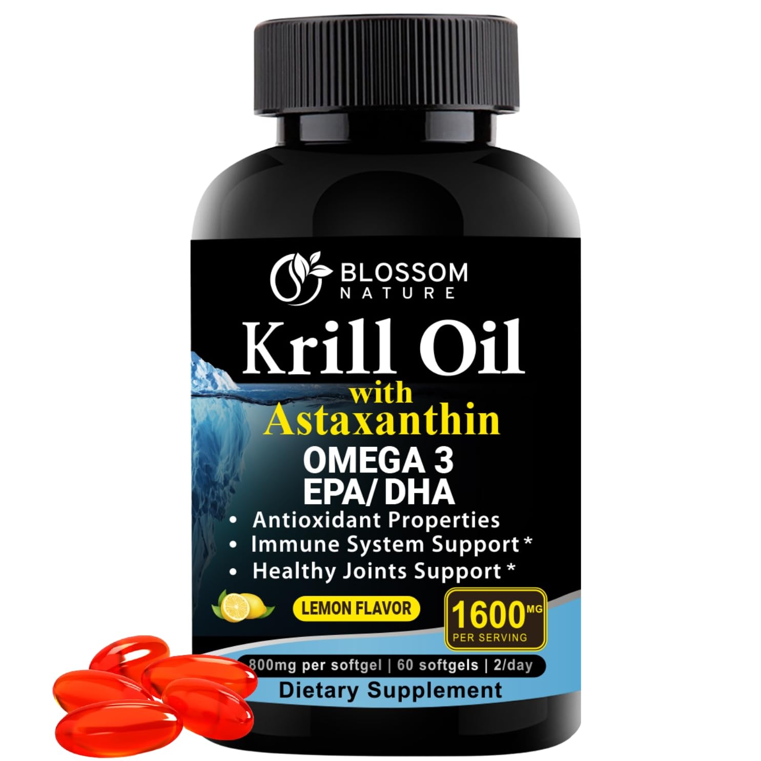 Blossom Nature Krill Oil Capsules front view packaging