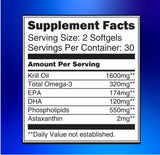 Blossom Nature Krill Oil Capsules side view showing dosage
