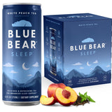 Blue Bear Sleep Adaptogen Drink can front view with white peach flavour