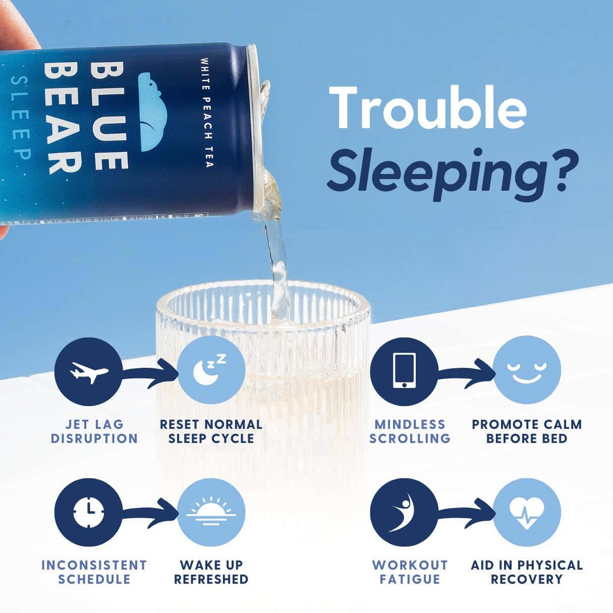 Blue Bear Sleep Adaptogen Drink four pack packaging