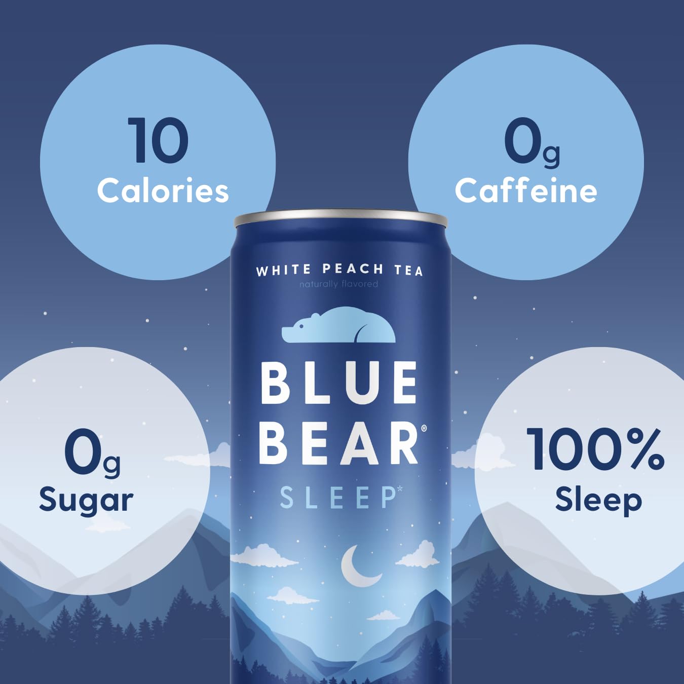 Blue Bear Sleep Adaptogen Drink served over ice in a glass