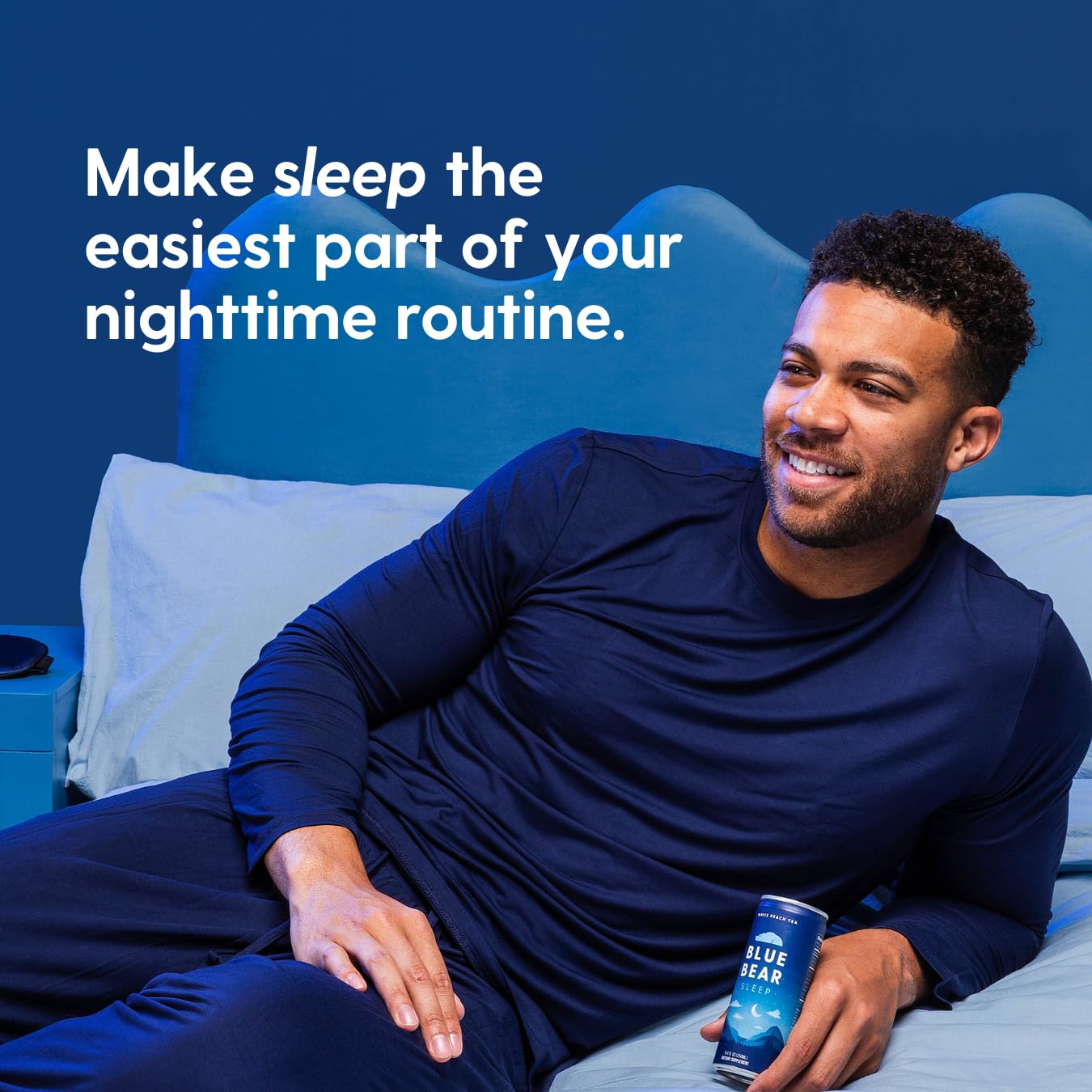 Blue Bear Sleep Adaptogen Drink with lavender sprigs