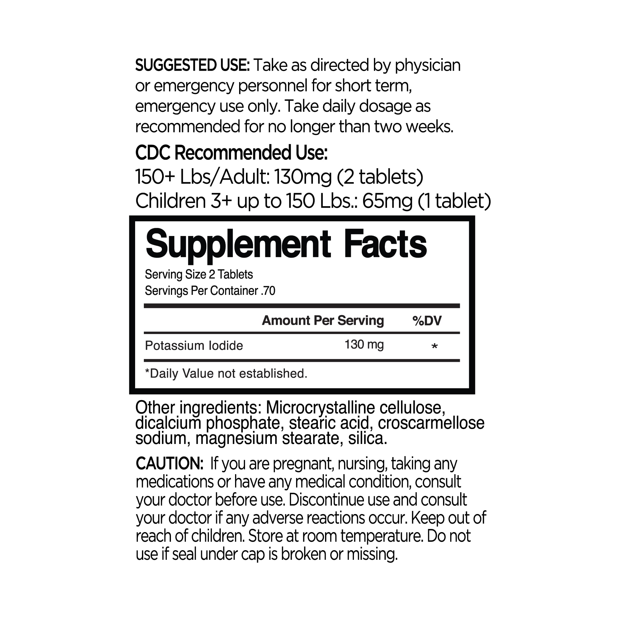 BLUE-EMU Potassium Iodide Tablets 130 mg bottle top view