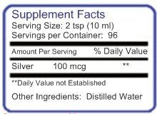 Blue Ridge Silver Colloidal Silver 1061g label close-up