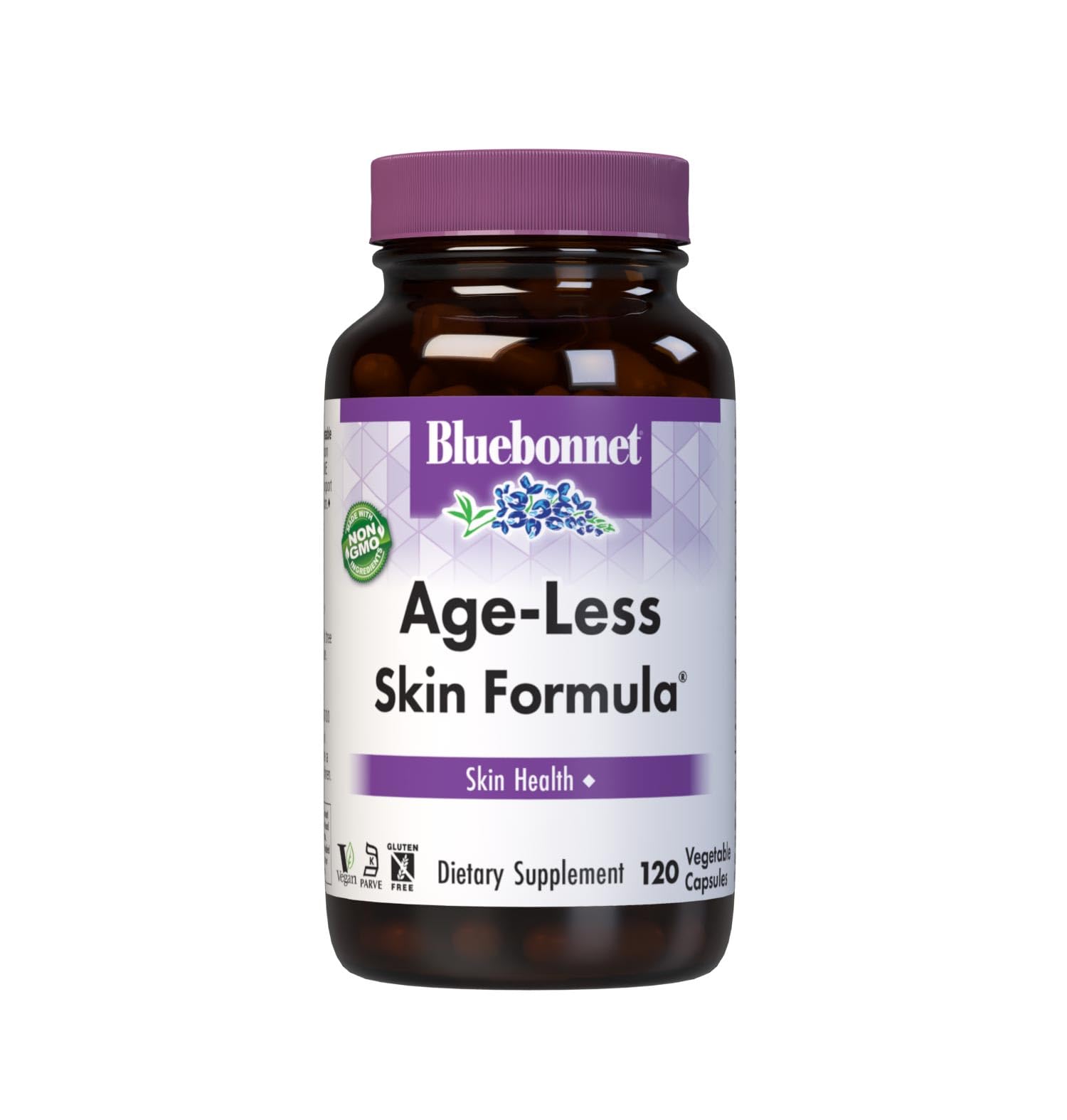 BlueBonnet Age-Less Skin Formula 120 Vegetable Capsules front view