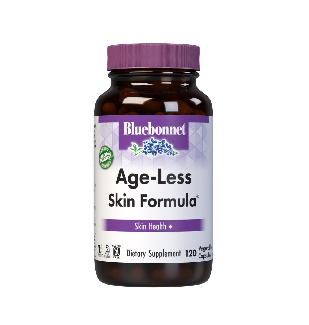 BlueBonnet Age-Less Skin Formula 120 Vegetable Capsules front view
