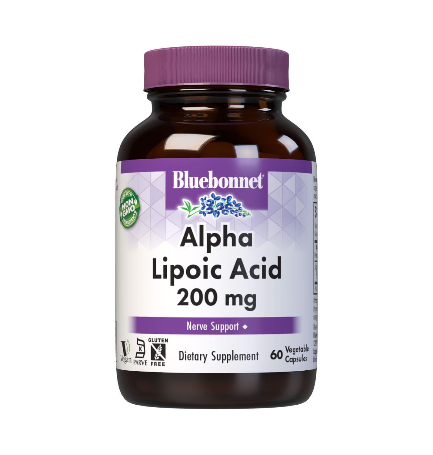 BlueBonnet Alpha Lipoic Acid 200mg vegetable capsules front view