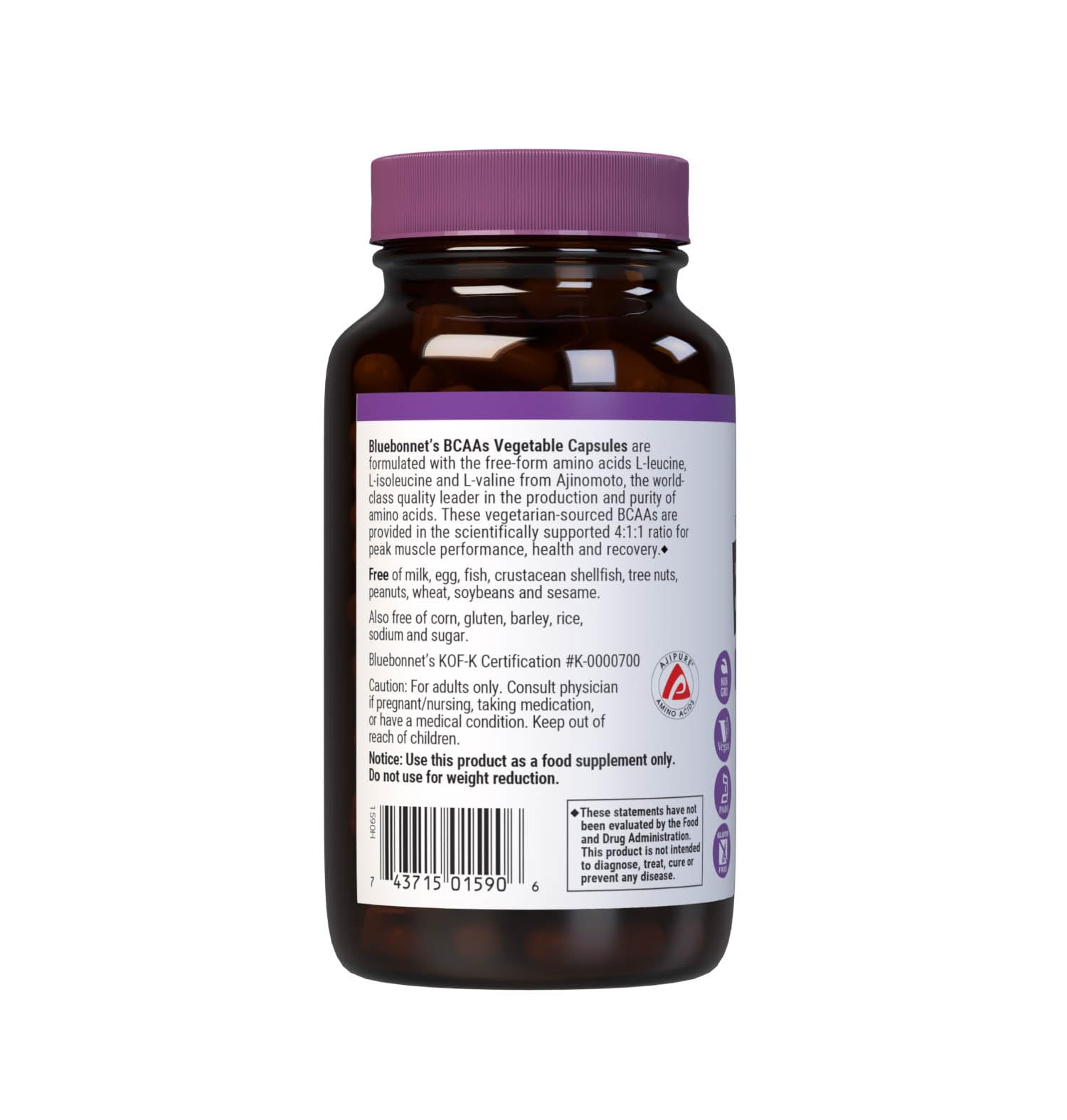 BlueBonnet BCAAs capsules on a wooden table