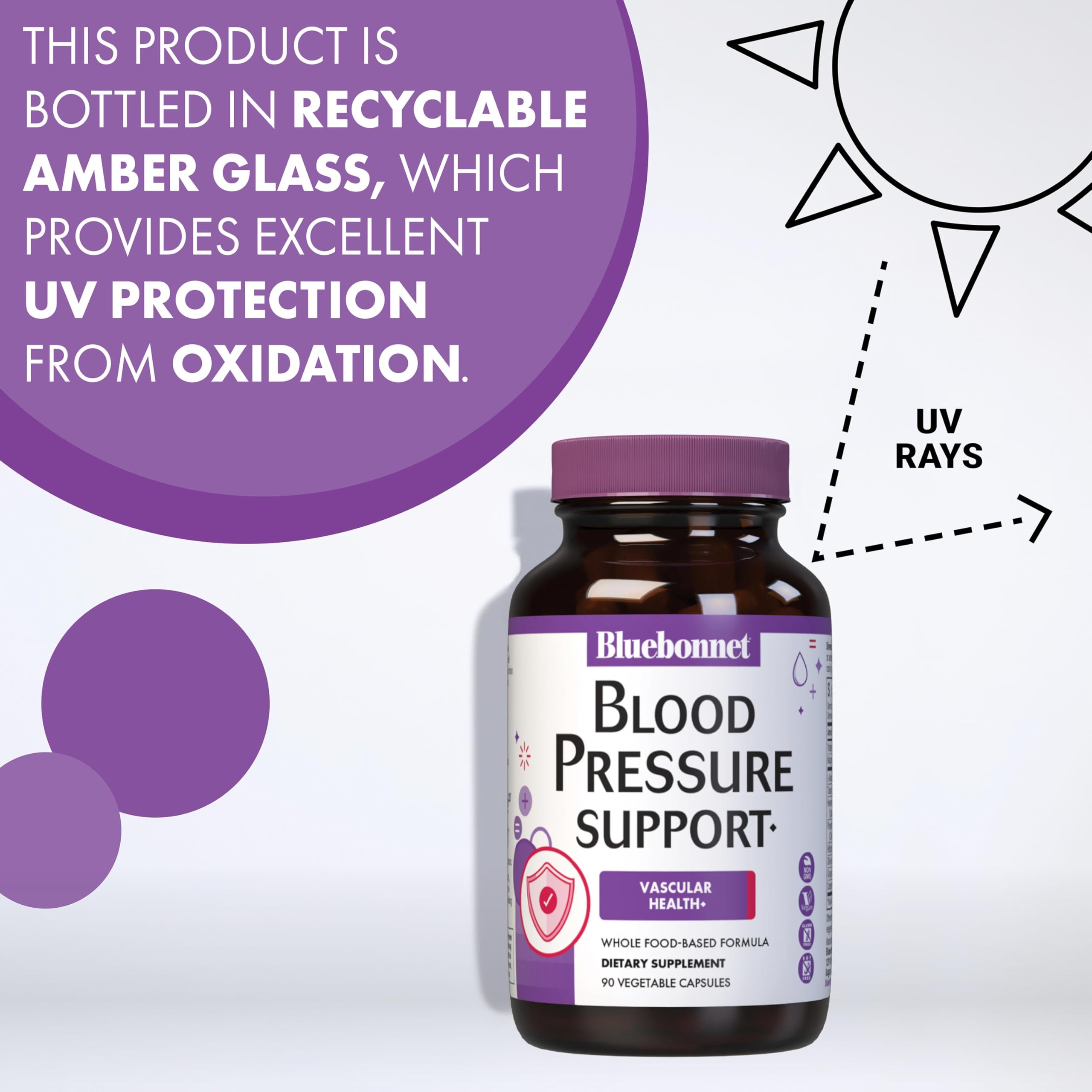 BlueBonnet Blood Pressure Support Vegetable Capsules opened bottle