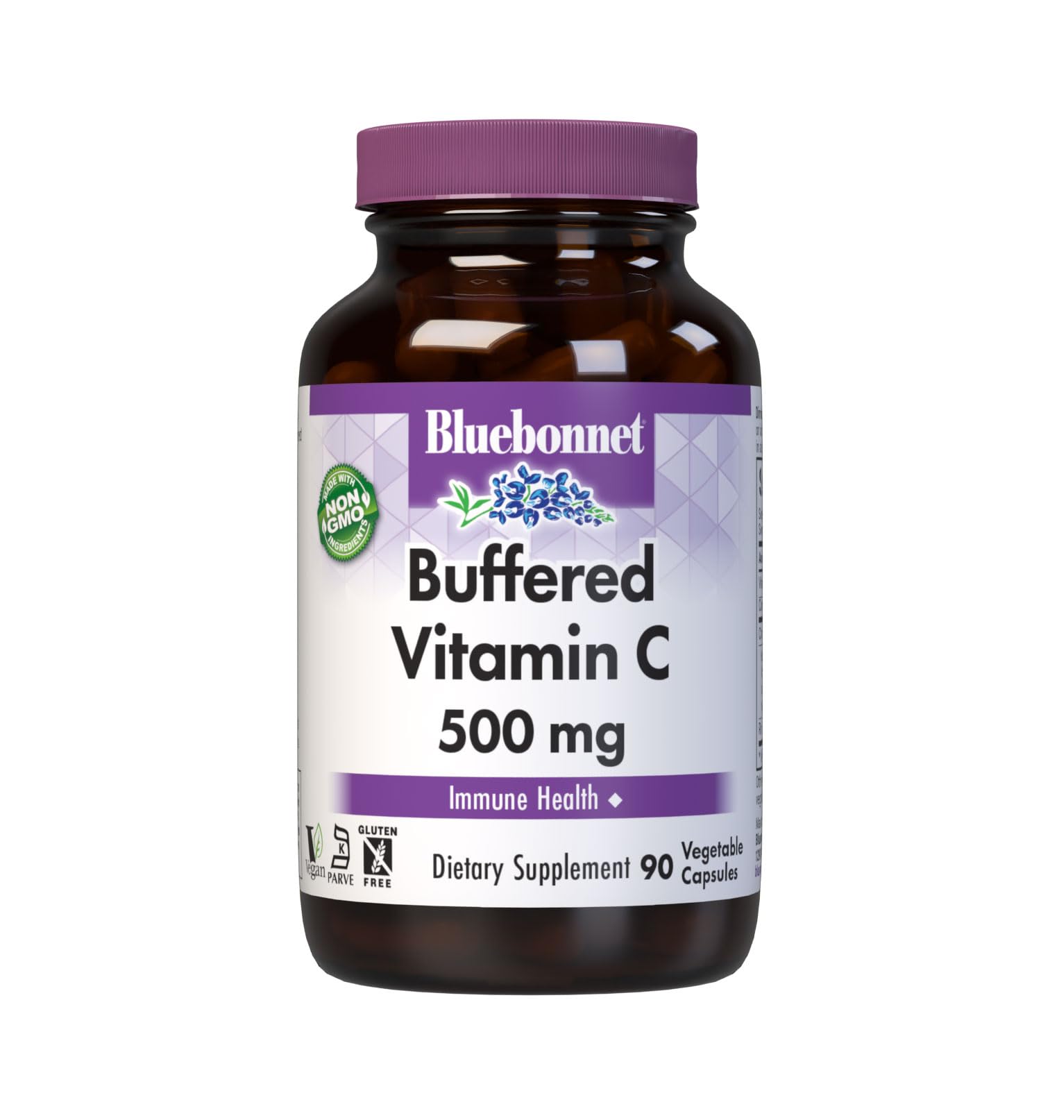 BlueBonnet Buffered Vitamin C 500 mg vegetable capsules front view