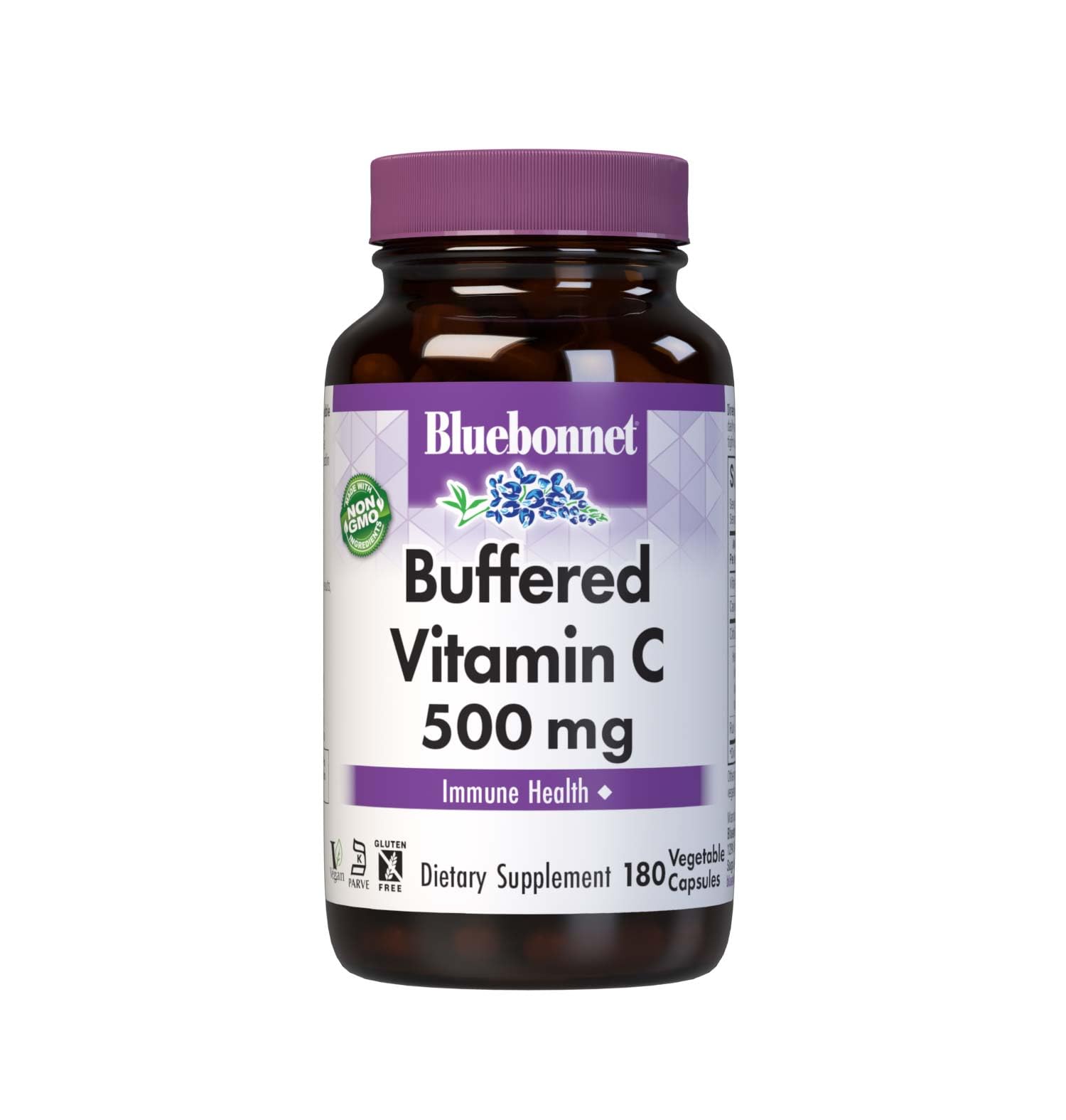 BlueBonnet Buffered Vitamin C 500mg vegetable capsules front view
