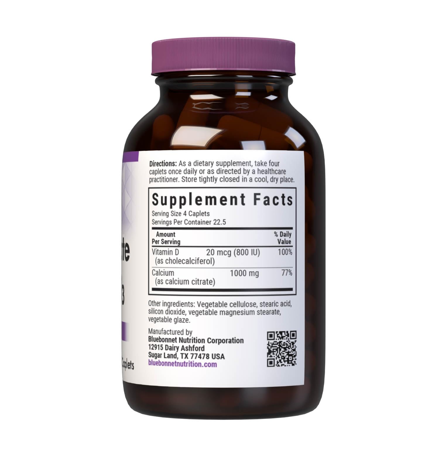 BlueBonnet Calcium Citrate 1000mg 90 Caplets side view