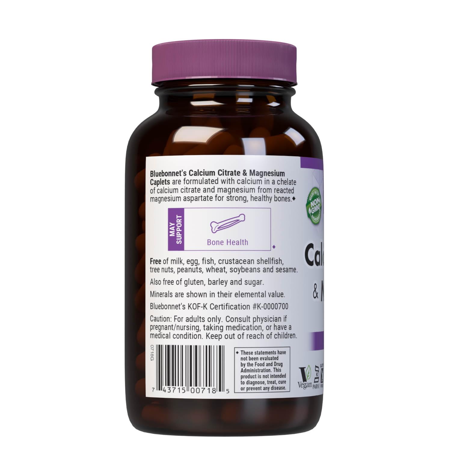 BlueBonnet Calcium & Magnesium caplets close-up of ingredients