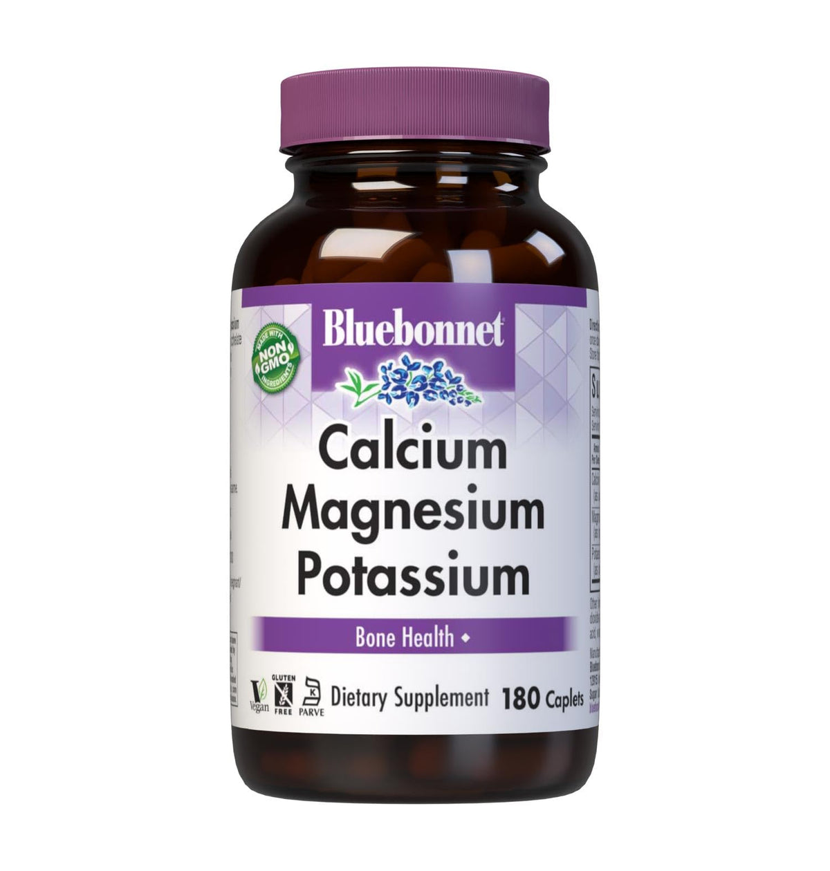 BlueBonnet Calcium Magnesium Potassium 180 Caplets front view