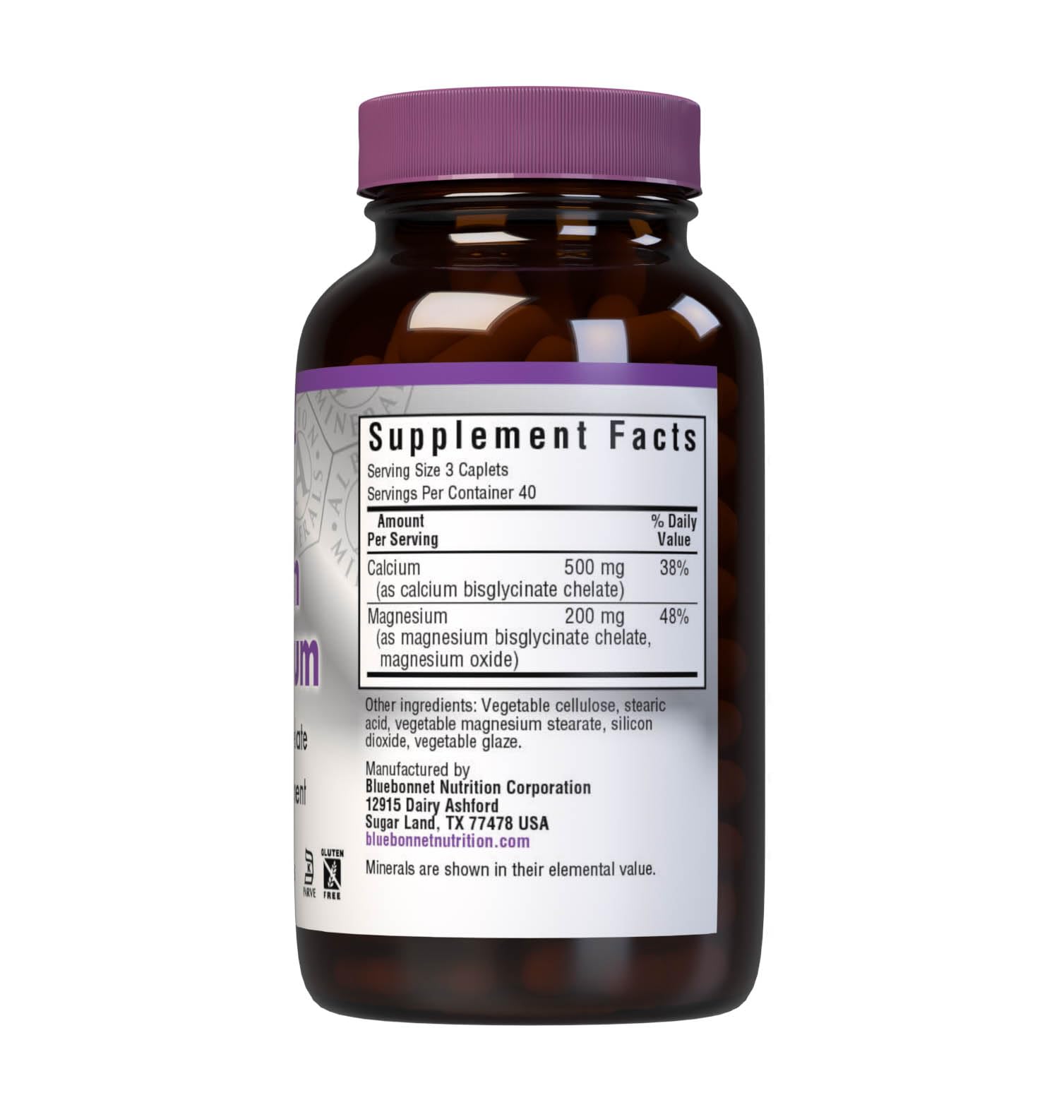 BlueBonnet Calcium Magnesium Supplement 500mg side view