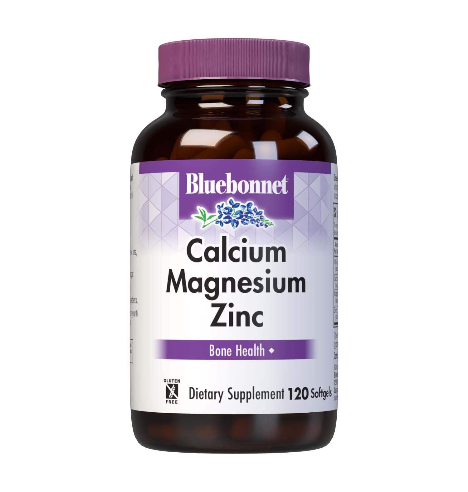 BlueBonnet Calcium Magnesium Zinc Plus Vitamin D3 120 Softgels front view