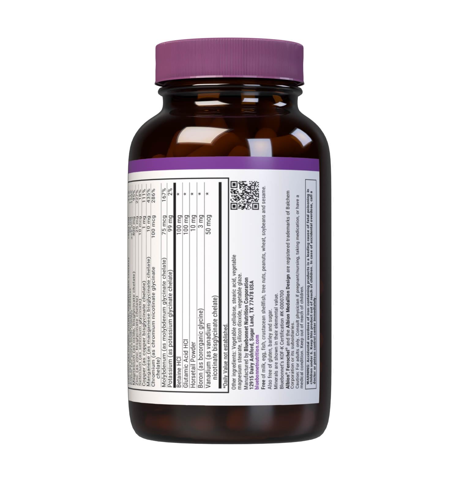 BlueBonnet Chelated Multi Minerals Caplets with nutritional information