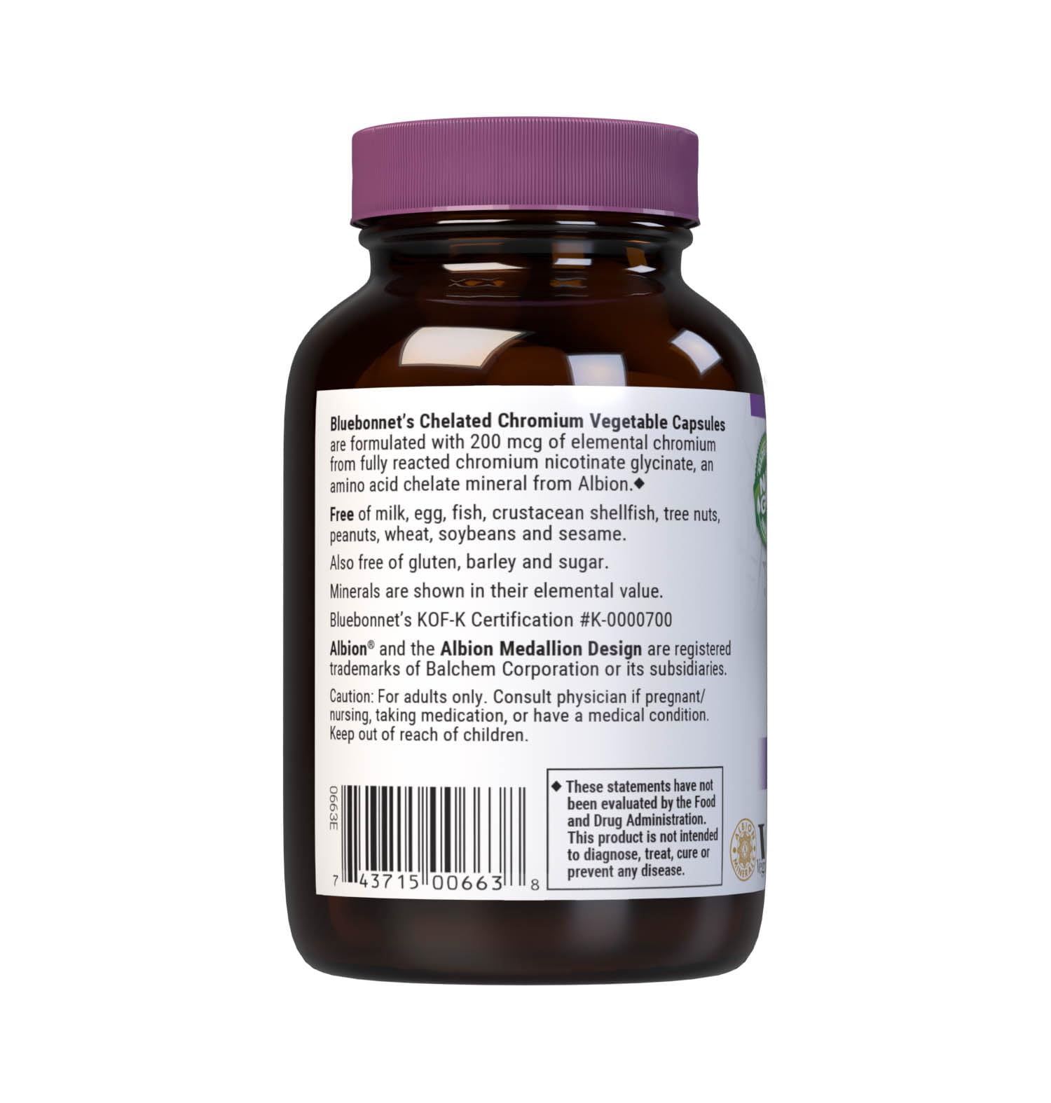 BlueBonnet Chromium Nicotinate Chelate 200 mcg capsules on a wooden surface