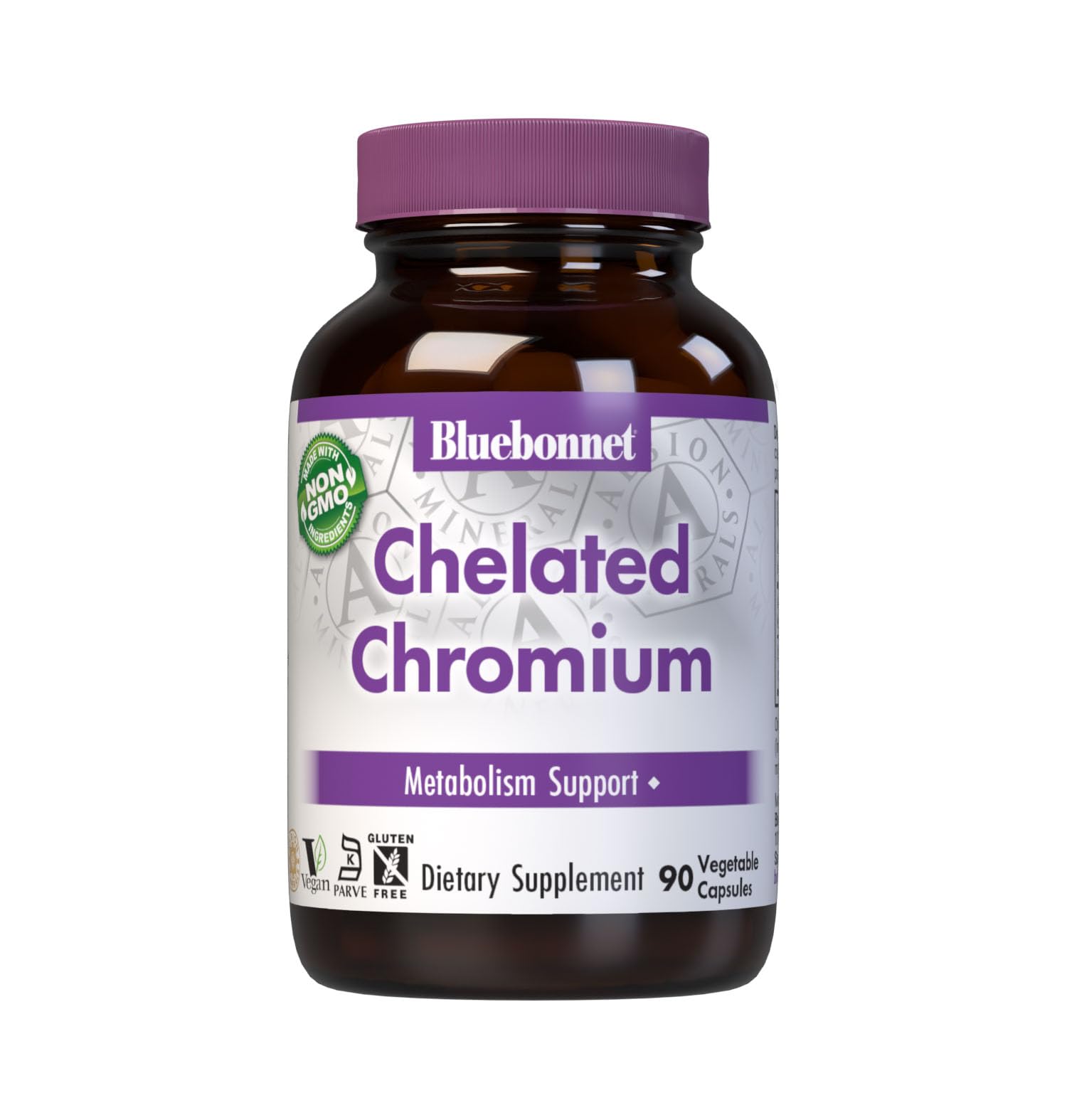 BlueBonnet Chromium Nicotinate Chelate 200 mcg vegetable capsules front view