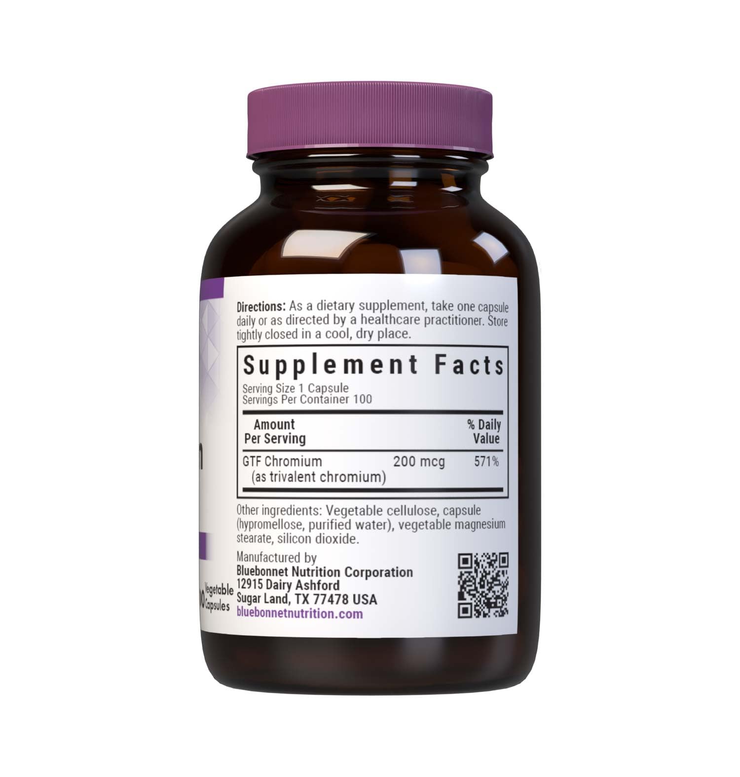 BlueBonnet Chromium Supplement 200 mcg side view
