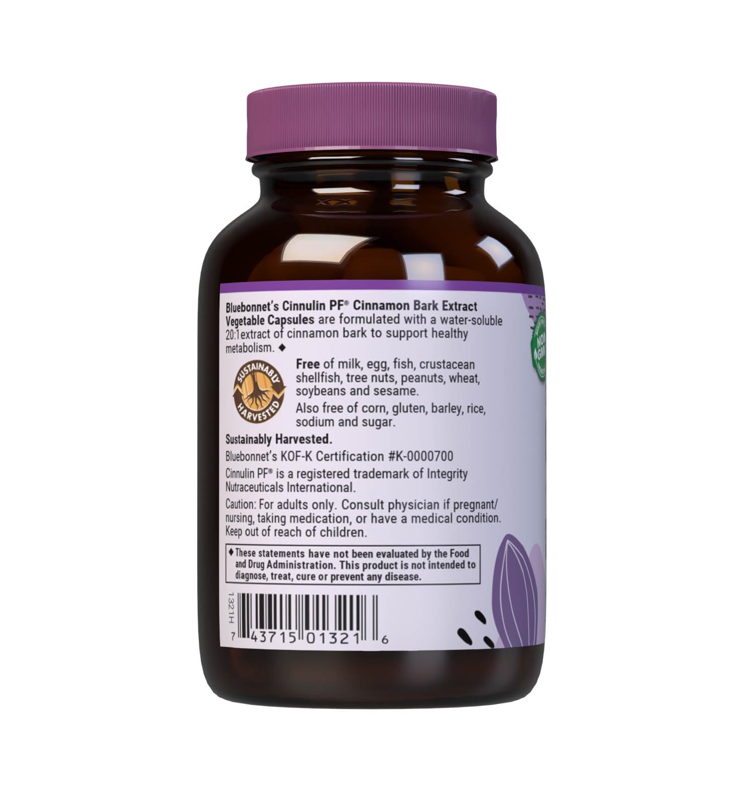 BlueBonnet Cinnamon Bark Extract 300 mg bottle with 60 capsules