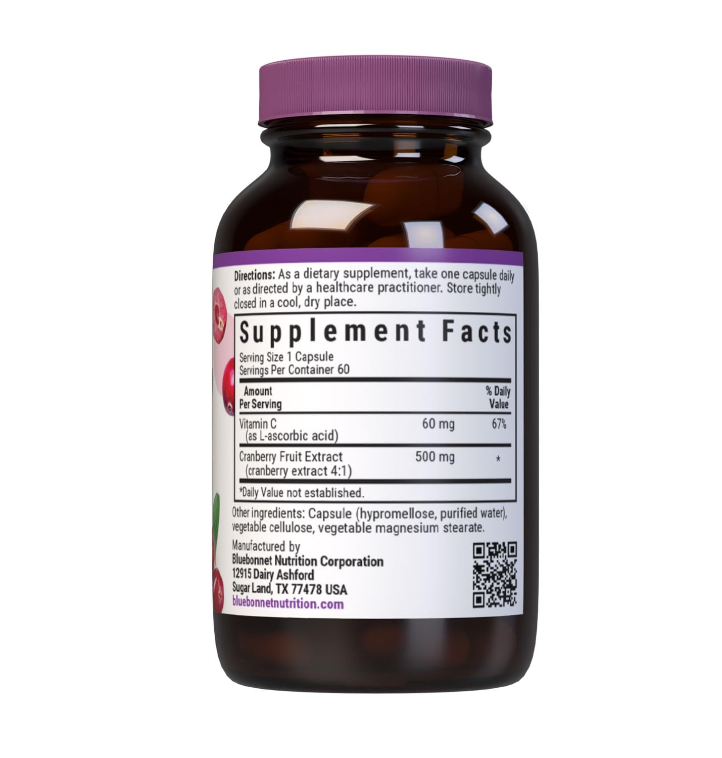 BlueBonnet Cranberry Fruit Extract vegetable capsules close-up