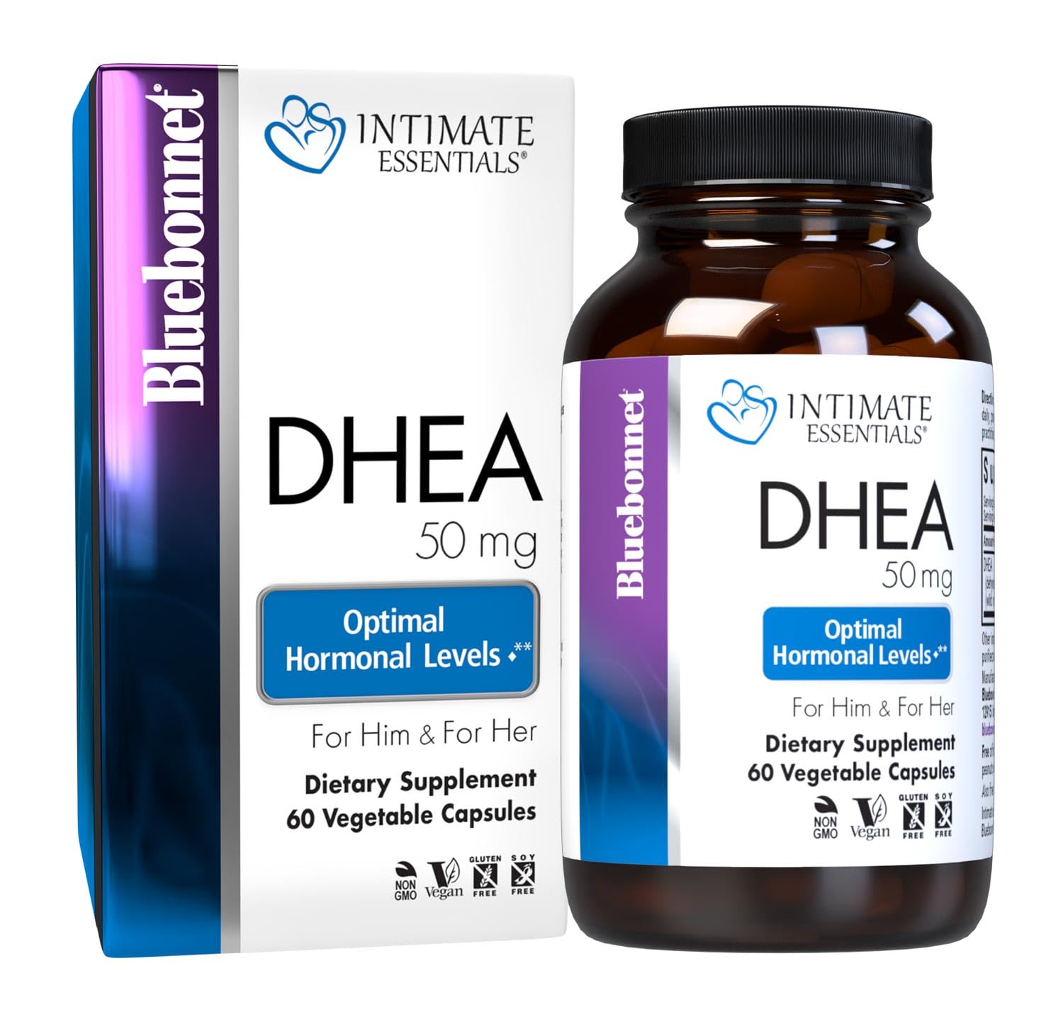 BlueBonnet DHEA 50 mg Vegetable Capsules front view