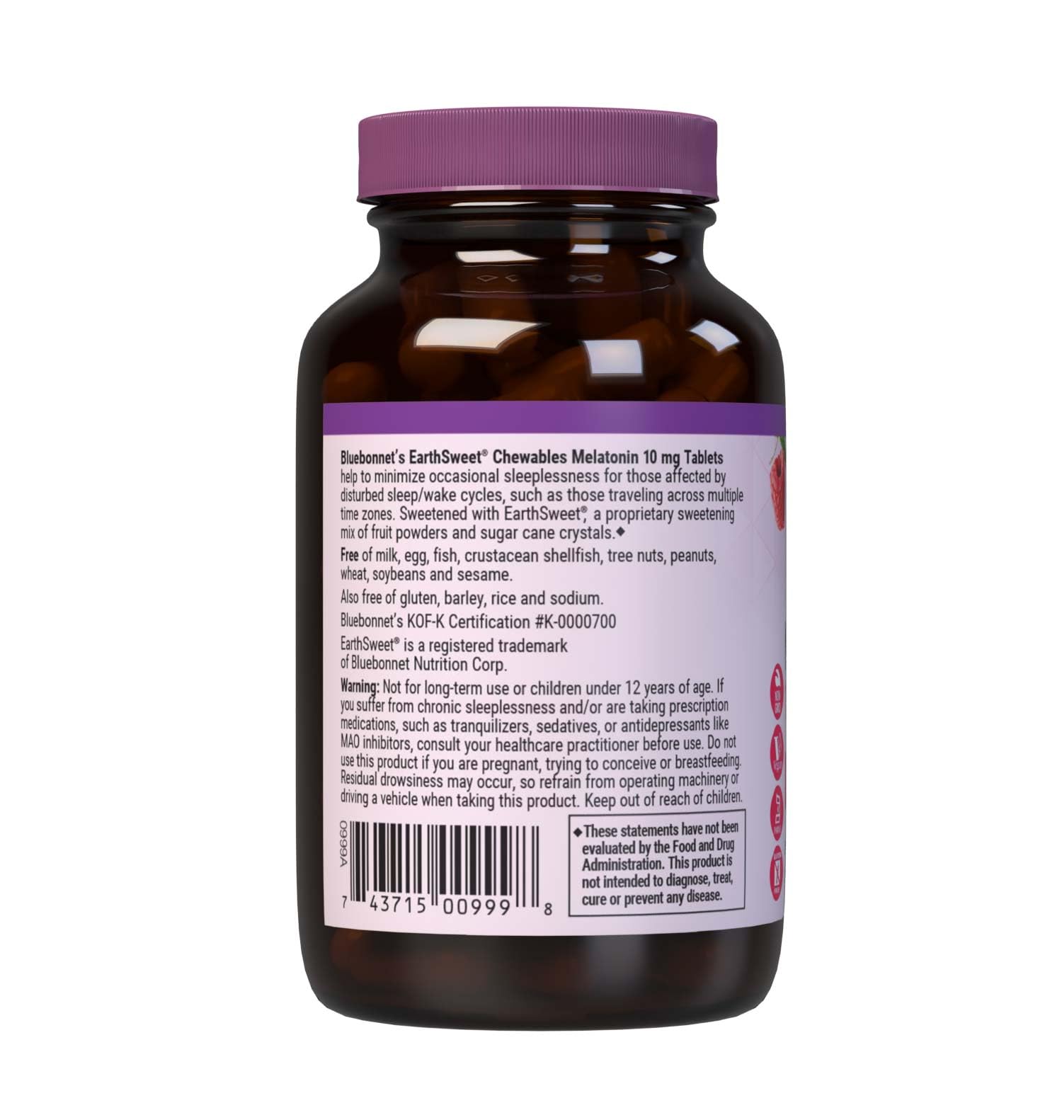 BlueBonnet EarthSweet Chewables Melatonin 10mg on a wooden table