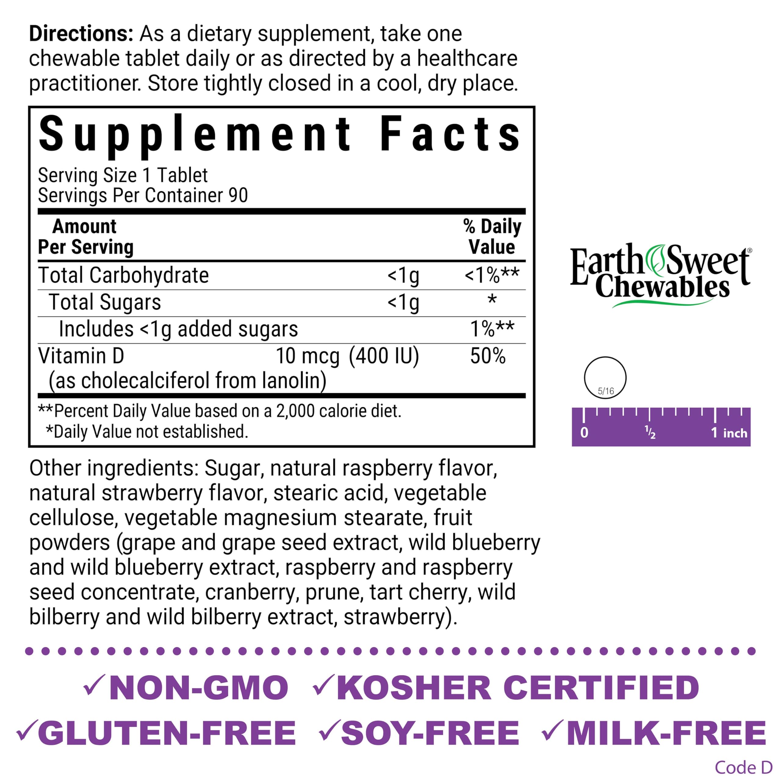 BlueBonnet EarthSweet Chewables Vitamin D3 400 IU packaging