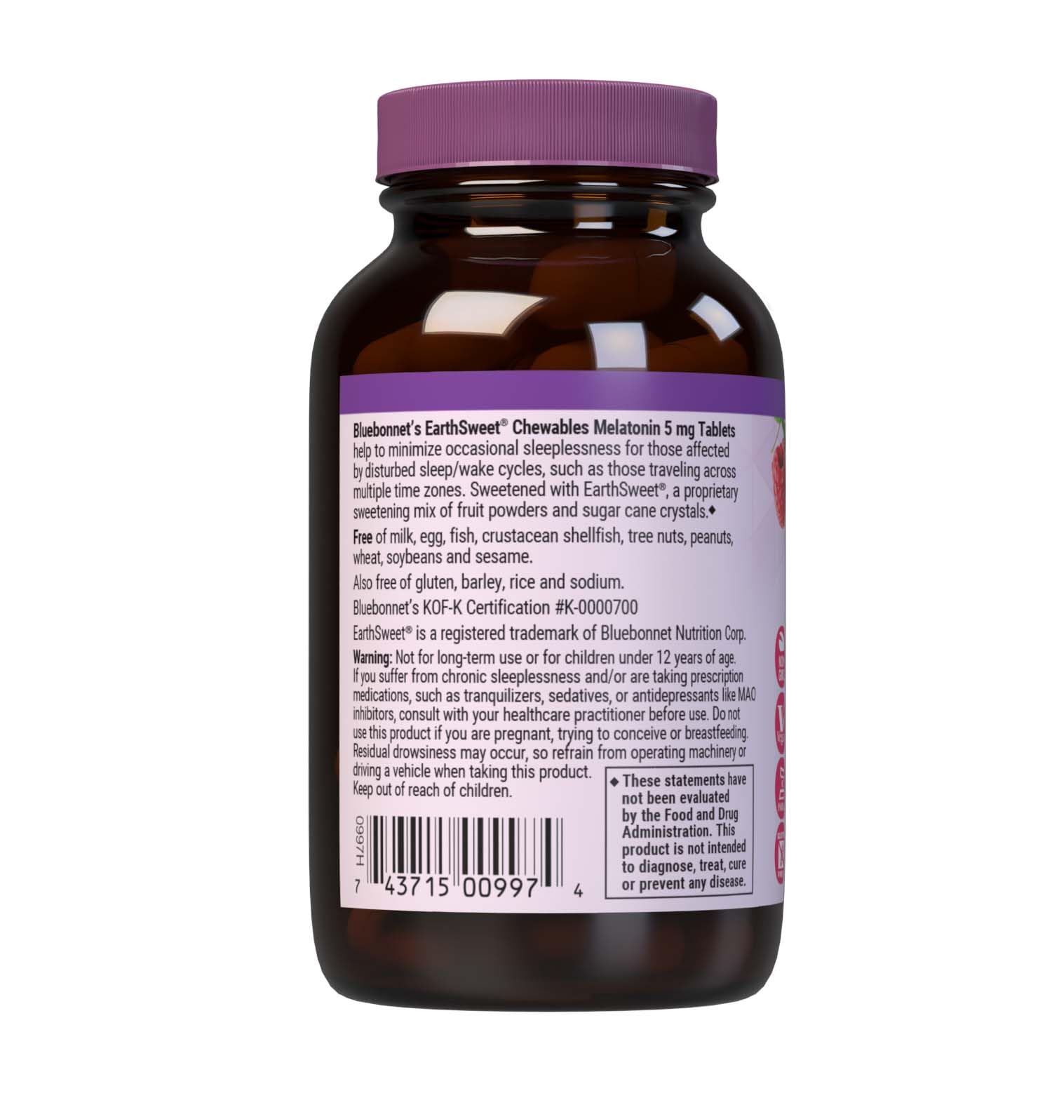 BlueBonnet EarthSweet Melatonin 5 mg Raspberry Chewable Tablets side view