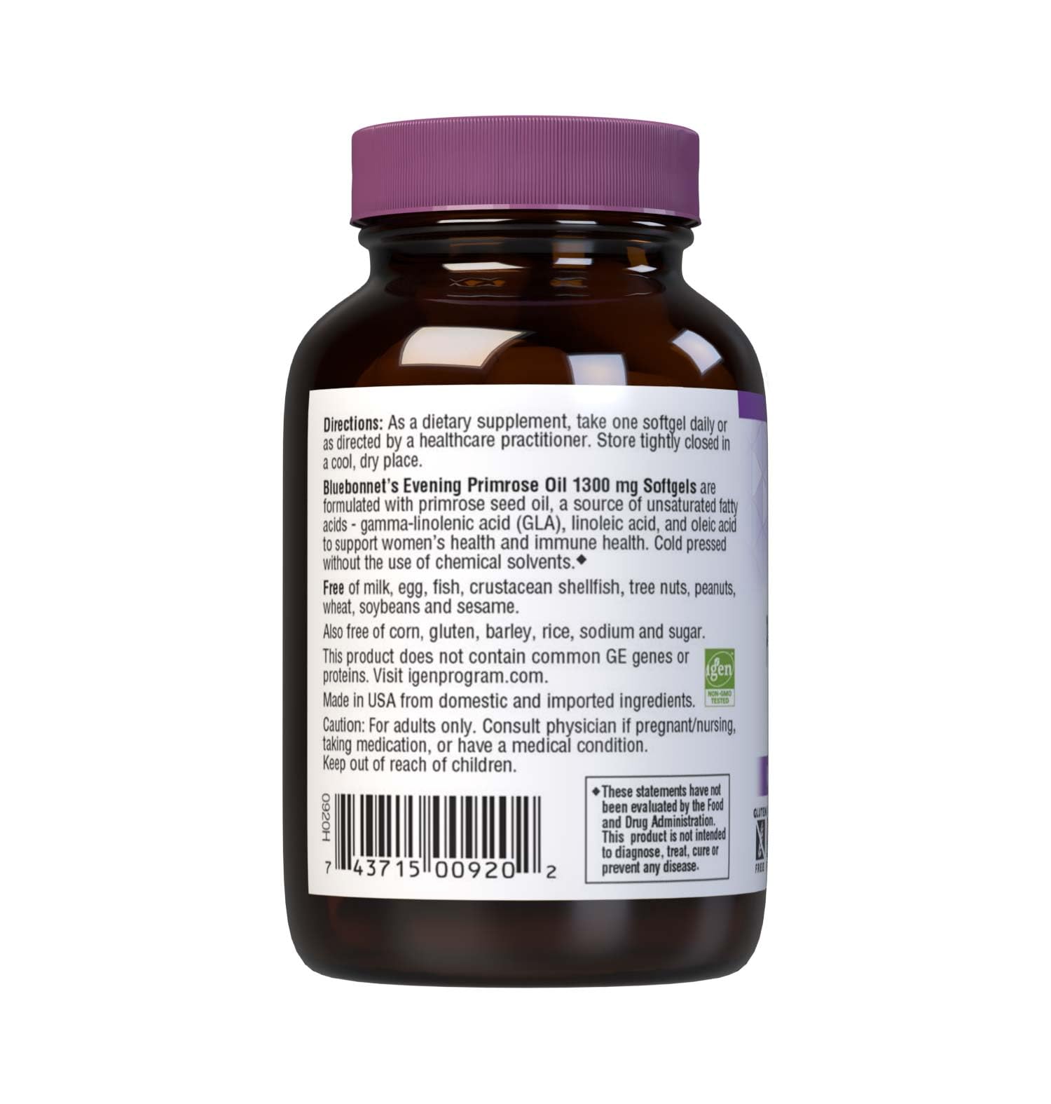 BlueBonnet Evening Primrose Oil Softgels 1300mg packaging