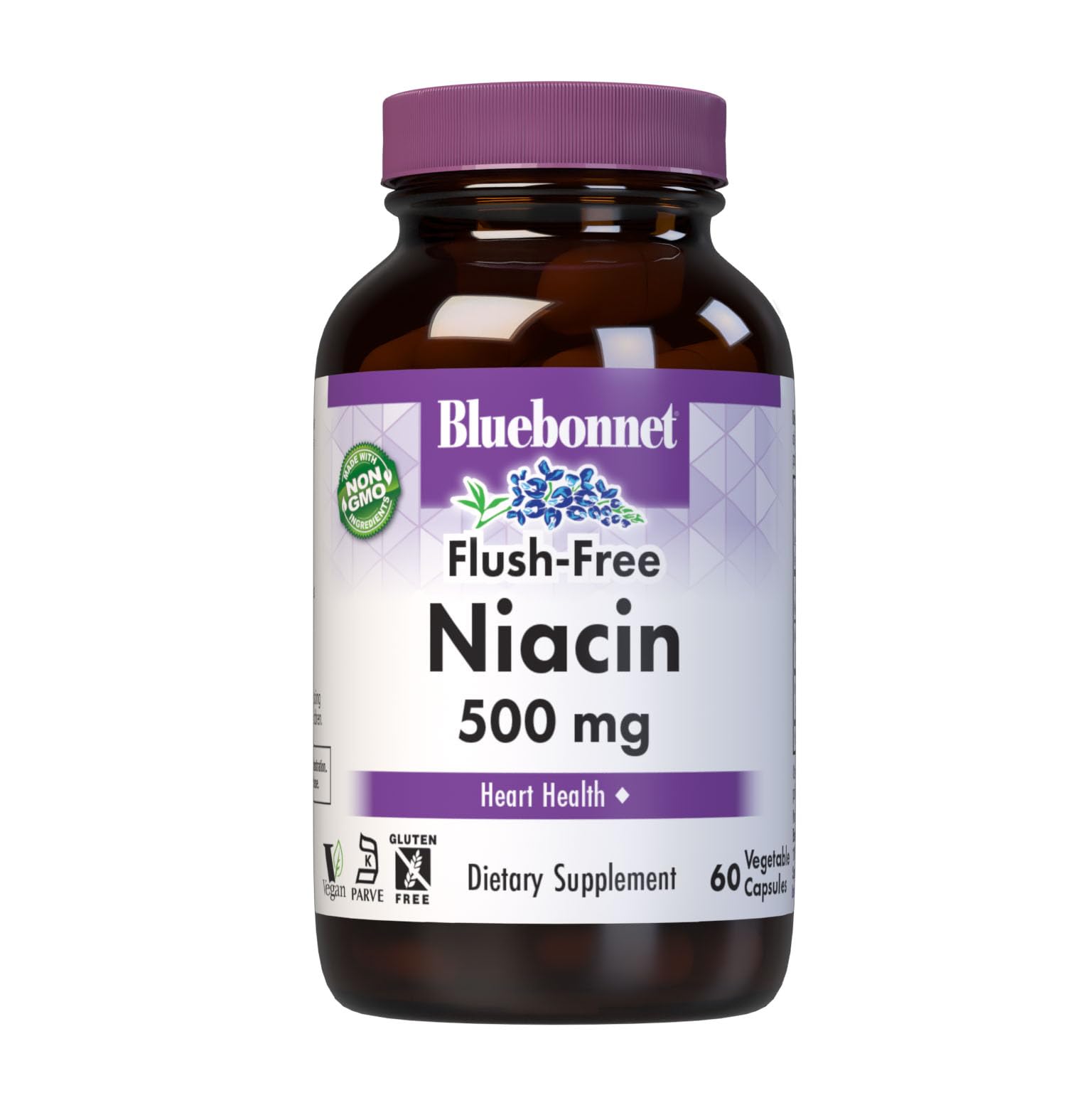 BlueBonnet Flush-Free Niacin 500 mg Vegetable Capsules front view