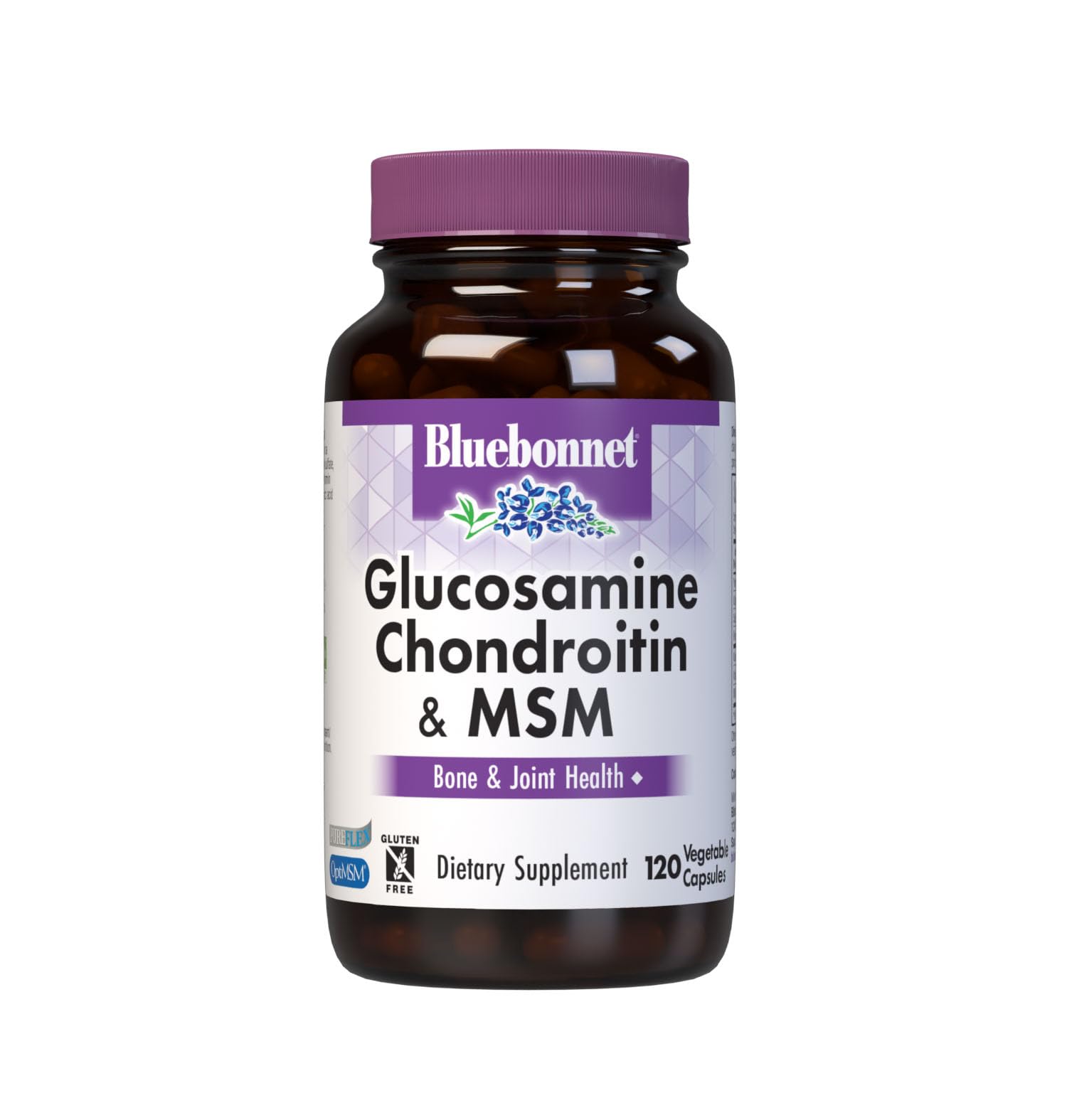 BlueBonnet Glucosamine Chondroitin Plus MSM 120 Vegetable Capsules front view