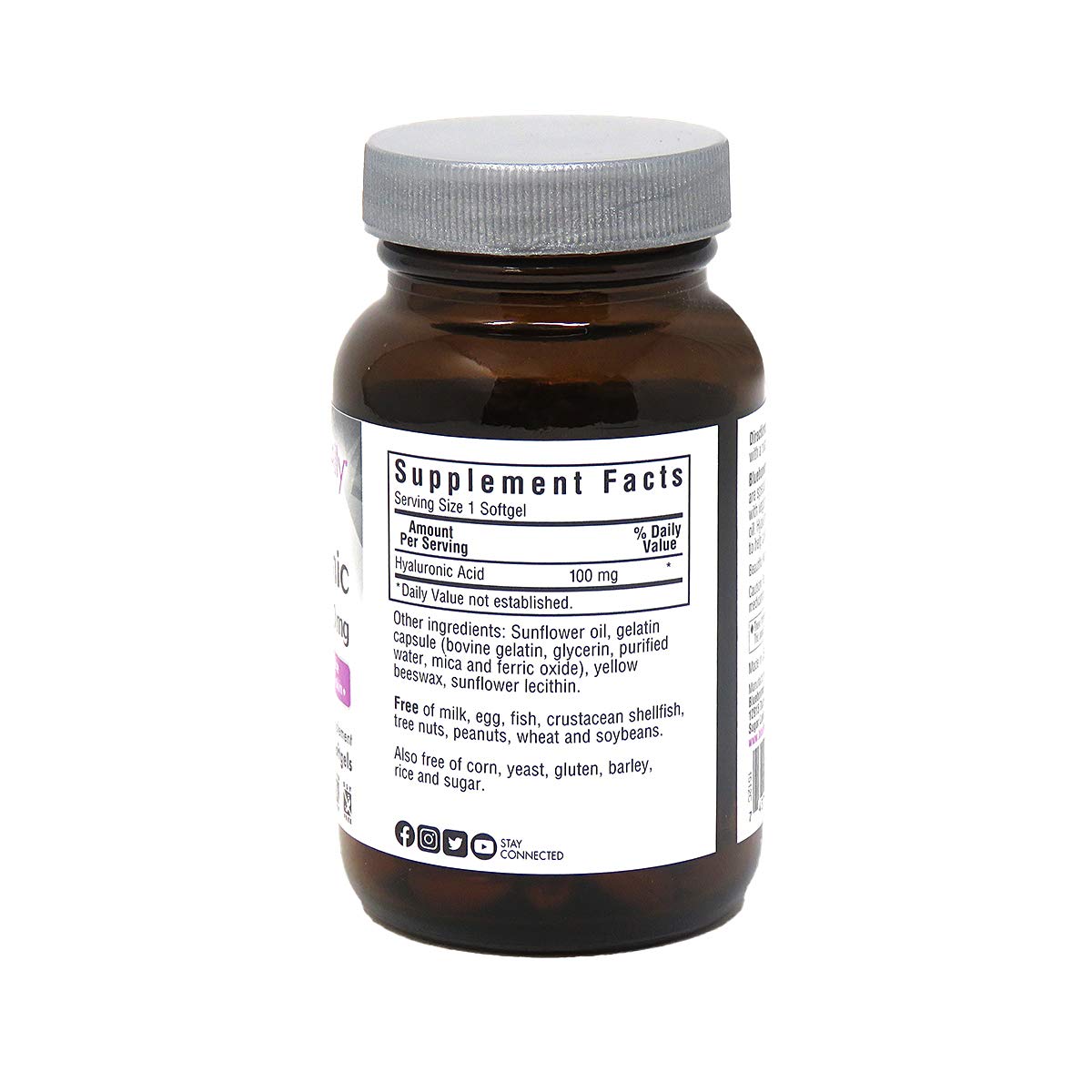 BlueBonnet Hyaluronic Acid Softgels 100 mg side view