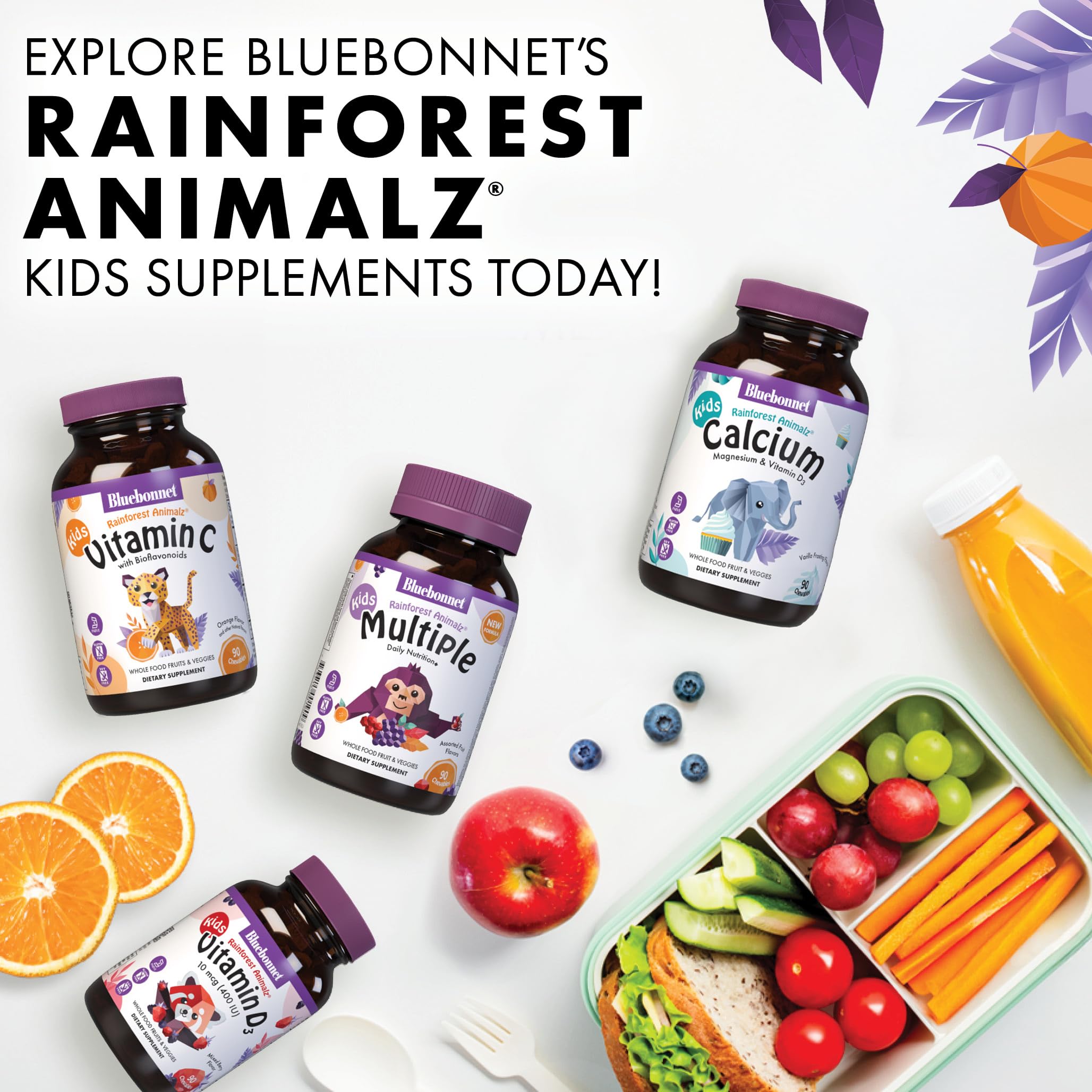 BlueBonnet Kids Multivitamin chewable tablets in a bowl