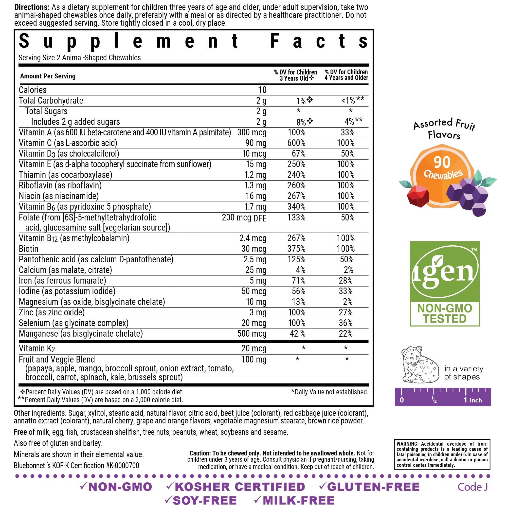 BlueBonnet Kids Multivitamin packaging with mixed flavours