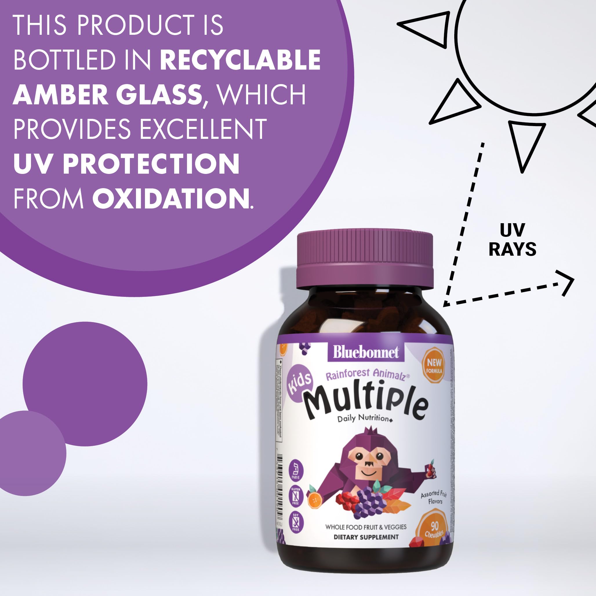 BlueBonnet Kids Multivitamin tablets with a measuring spoon