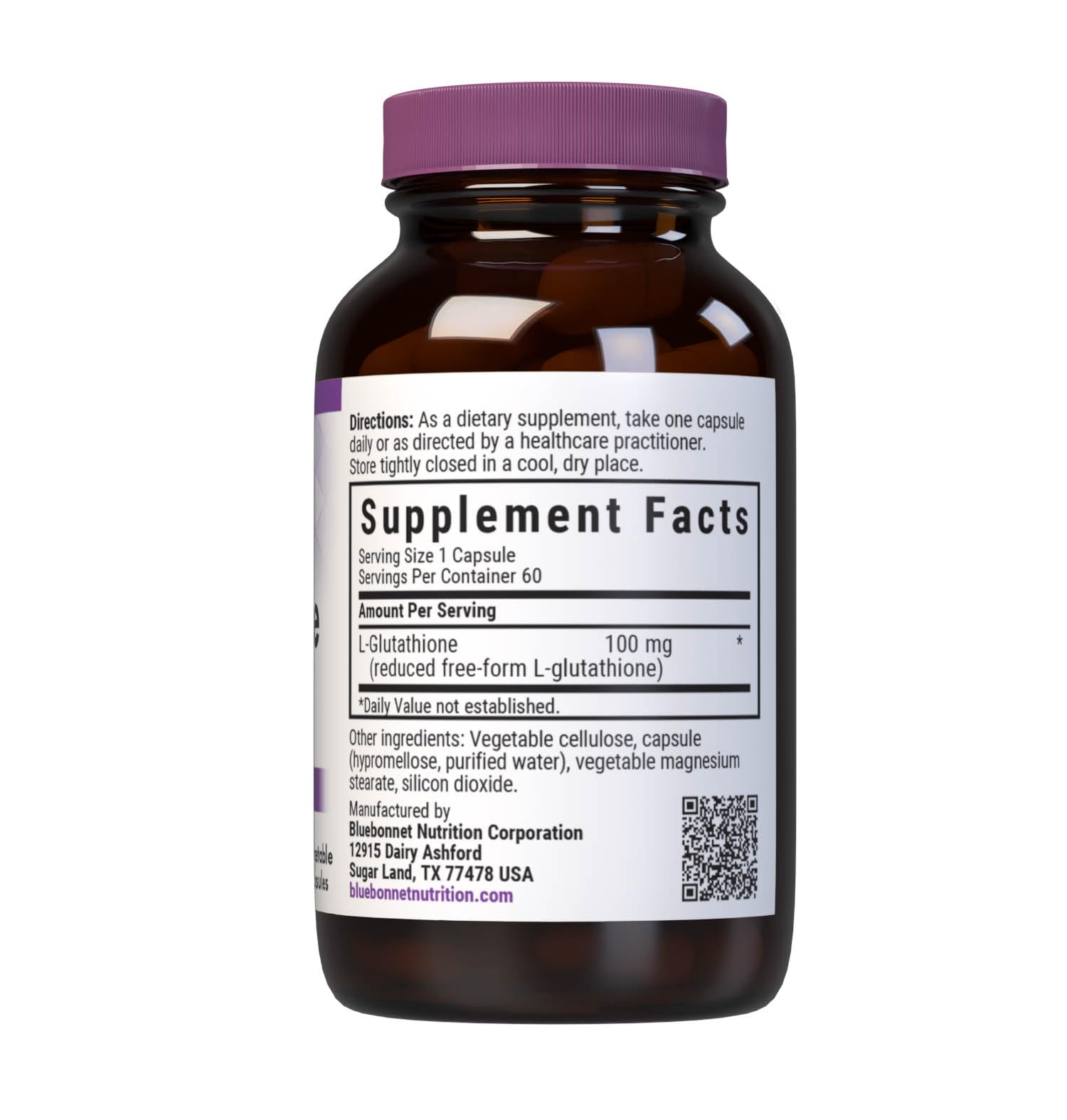 BlueBonnet L-Glutathione 100 mg Antioxidant Supplement side view